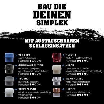 Halder KG Gummihammer HALDER Plusbox Klassiker SIMPLEX Schonhammer D60 + Magnethalter