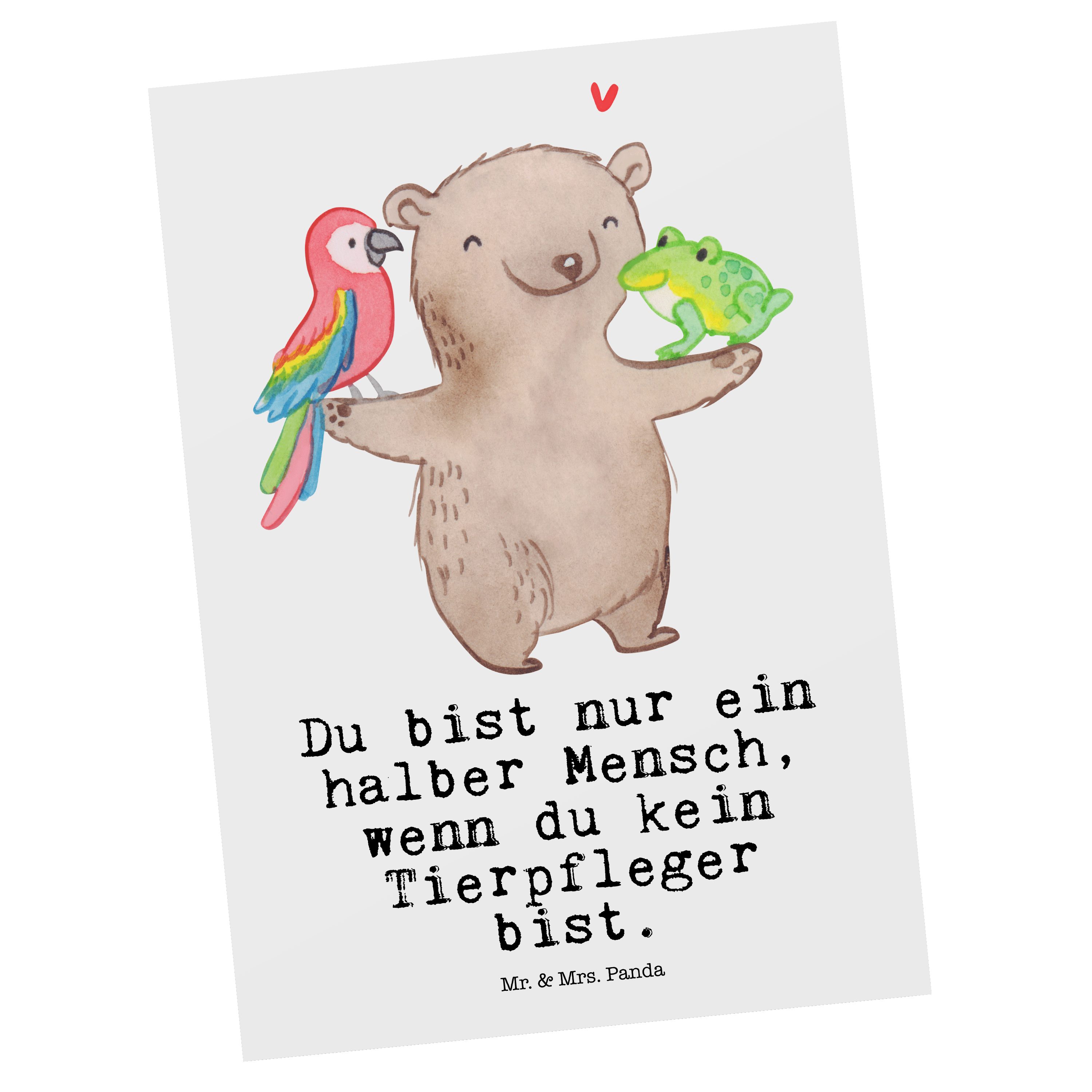 Mr. & Mrs. Panda Postkarte Tierpfleger mit Herz - Weiß - Geschenk, Geschenkkarte, Ausbildung, Da