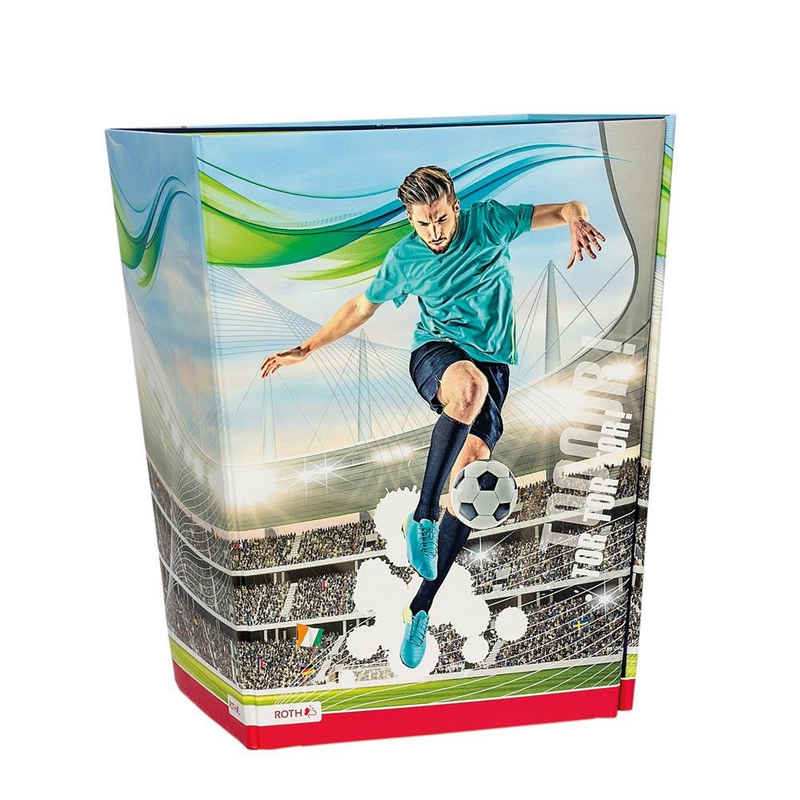 Roth Papierkorb Fußballstar, 30,5 x 21,5 x 28 cm, aus Pappe, faltbar, getrennte Müllfächer
