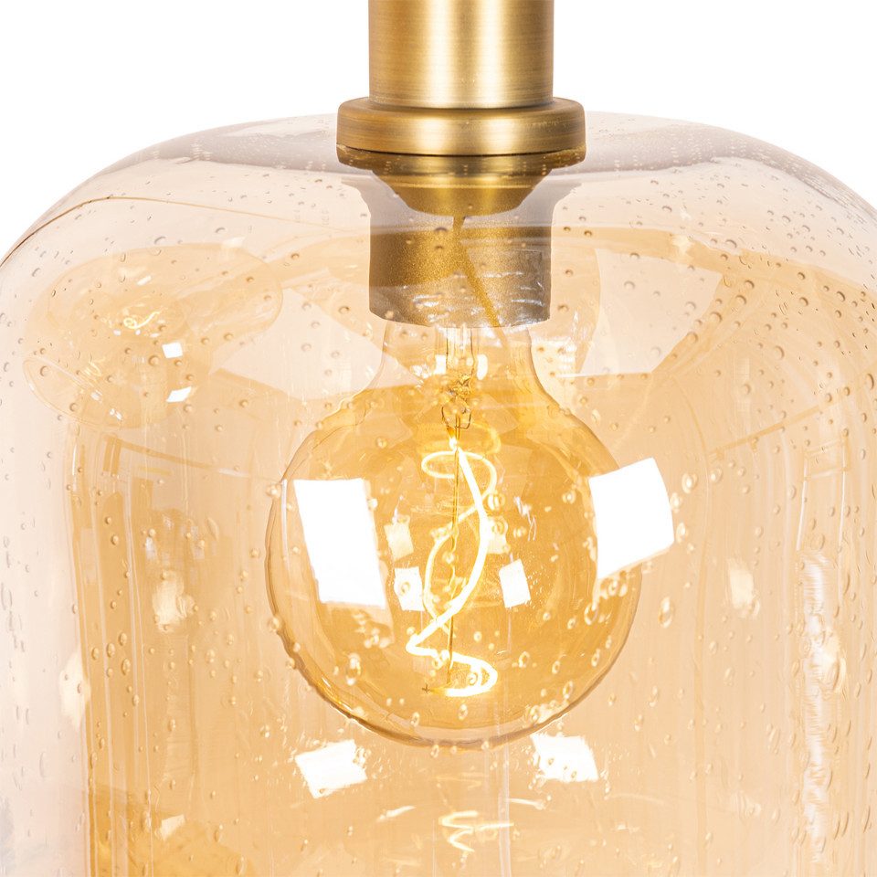 Qazqa Pendelleuchte Zuzanna, ohne Leuchtmittel, Warmweiß, QAZQA Hängeleuchte, e27, Orange, Glas, Design