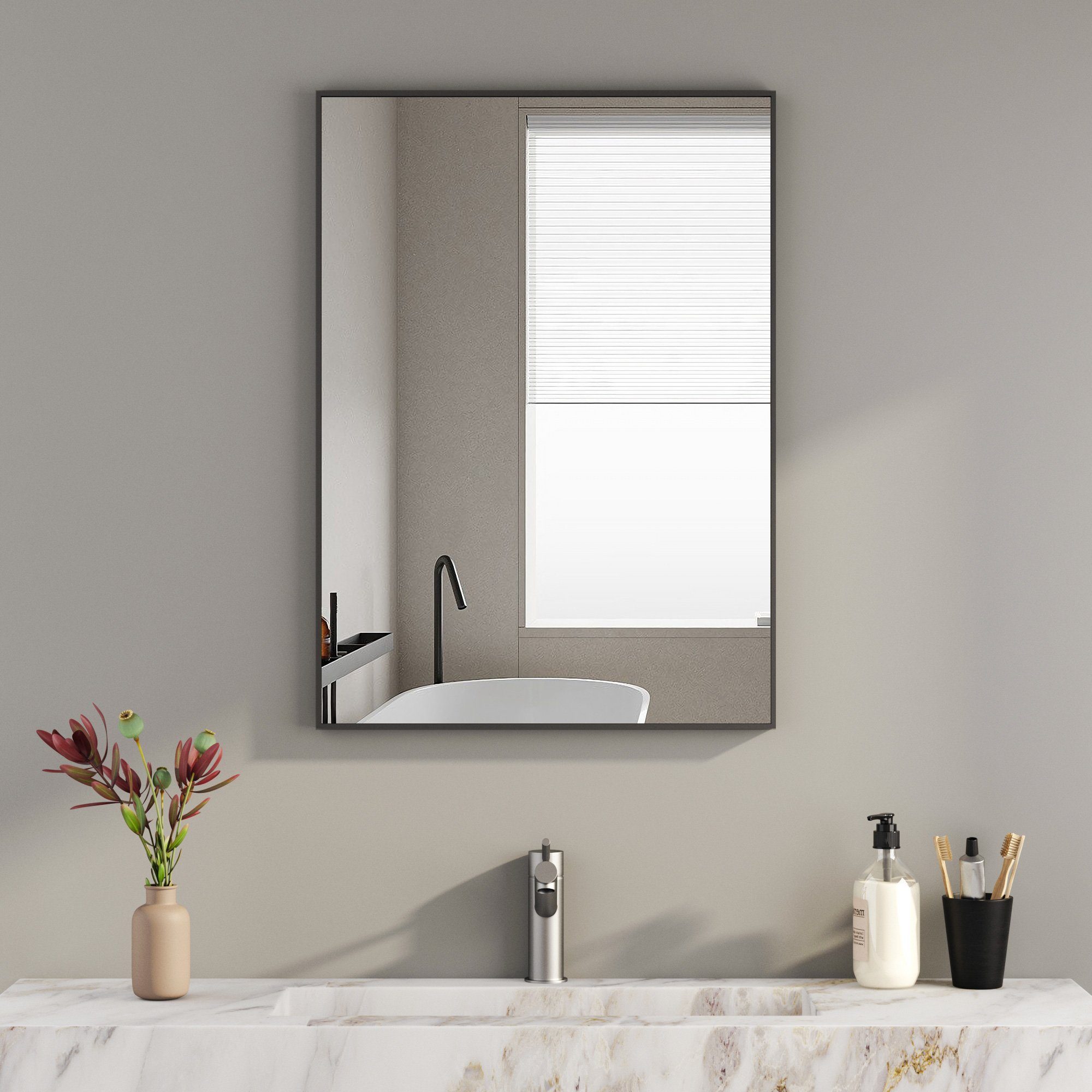 Boromal Wandspiegel Spiegel Schwarz Rechteckig Wand günstig online kaufen