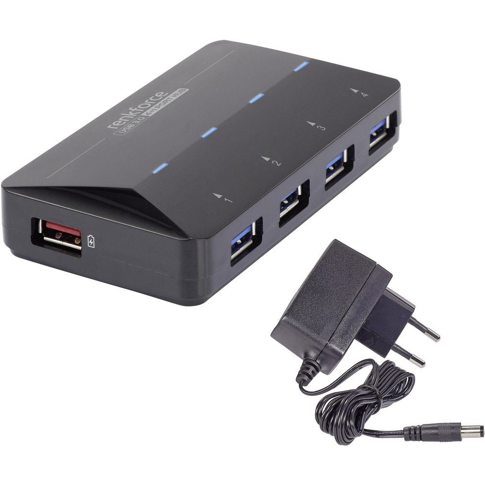 USB-Verteiler Renkforce 4+1 Port USB 3.2 Gen 1-Hub (USB 3.0) mit Schnellladeport, m