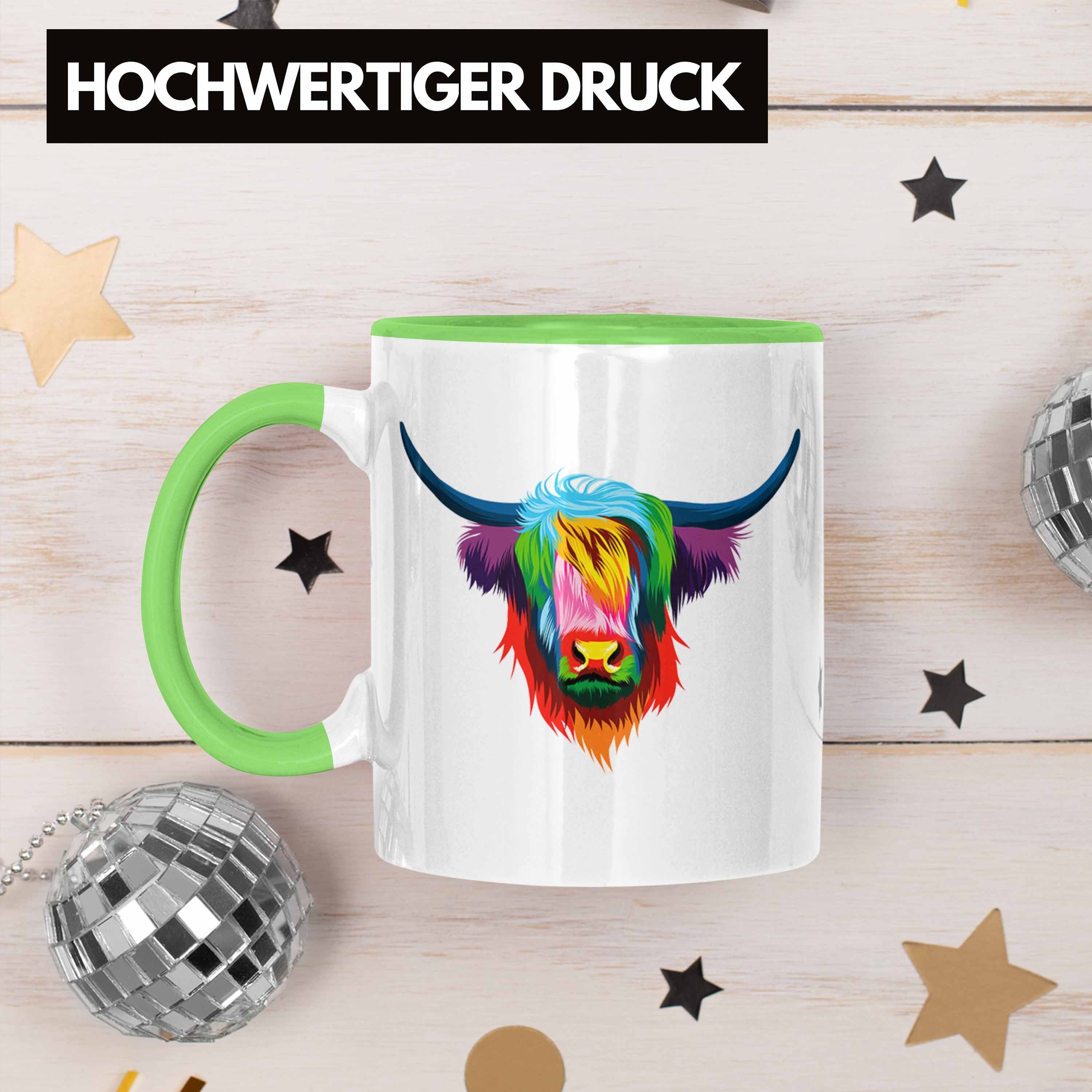 Trendation Tasse Trendation - Bison Bunte Bison-Liebhaber Geschenk Farben Grün Geschenkidee Tasse