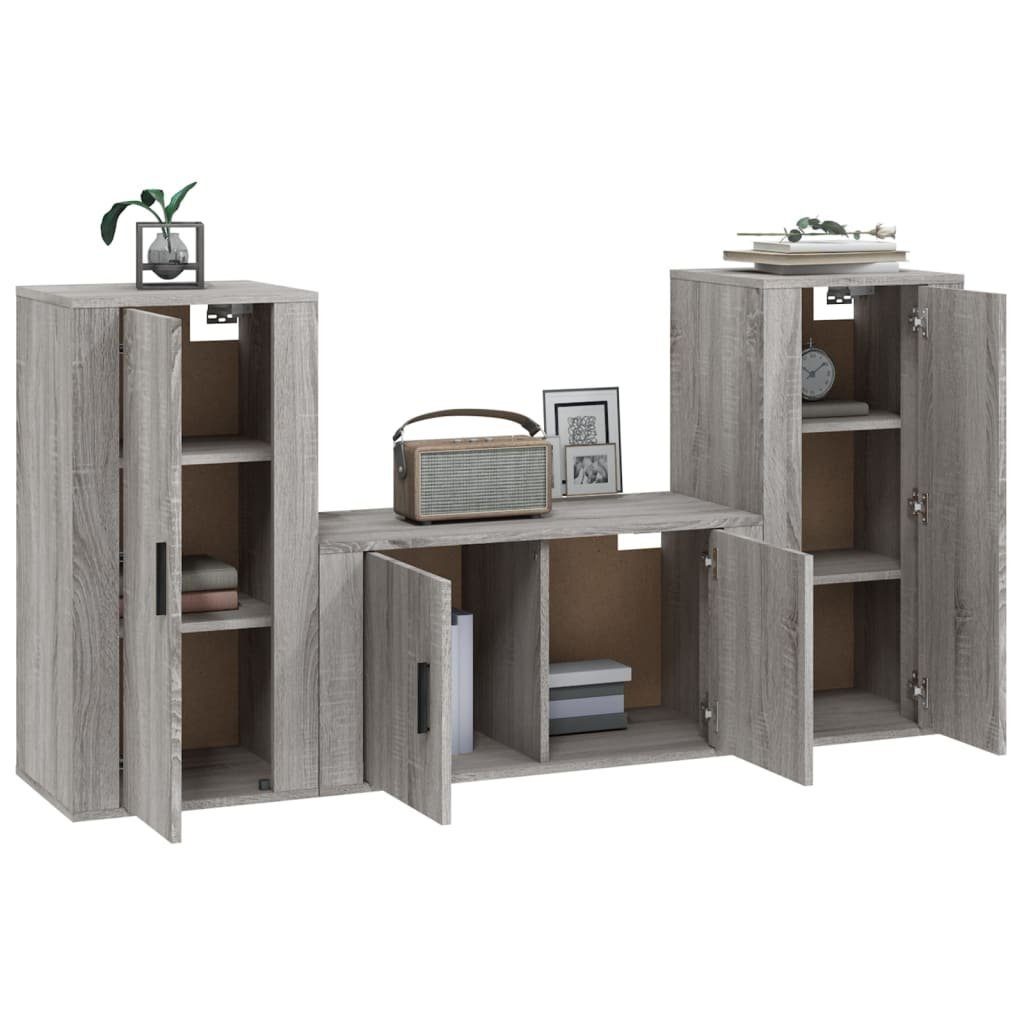 Holzwerkstoff (3-St) 3-tlg. Grau vidaXL Sonoma TV-Schrank-Set TV-Schrank