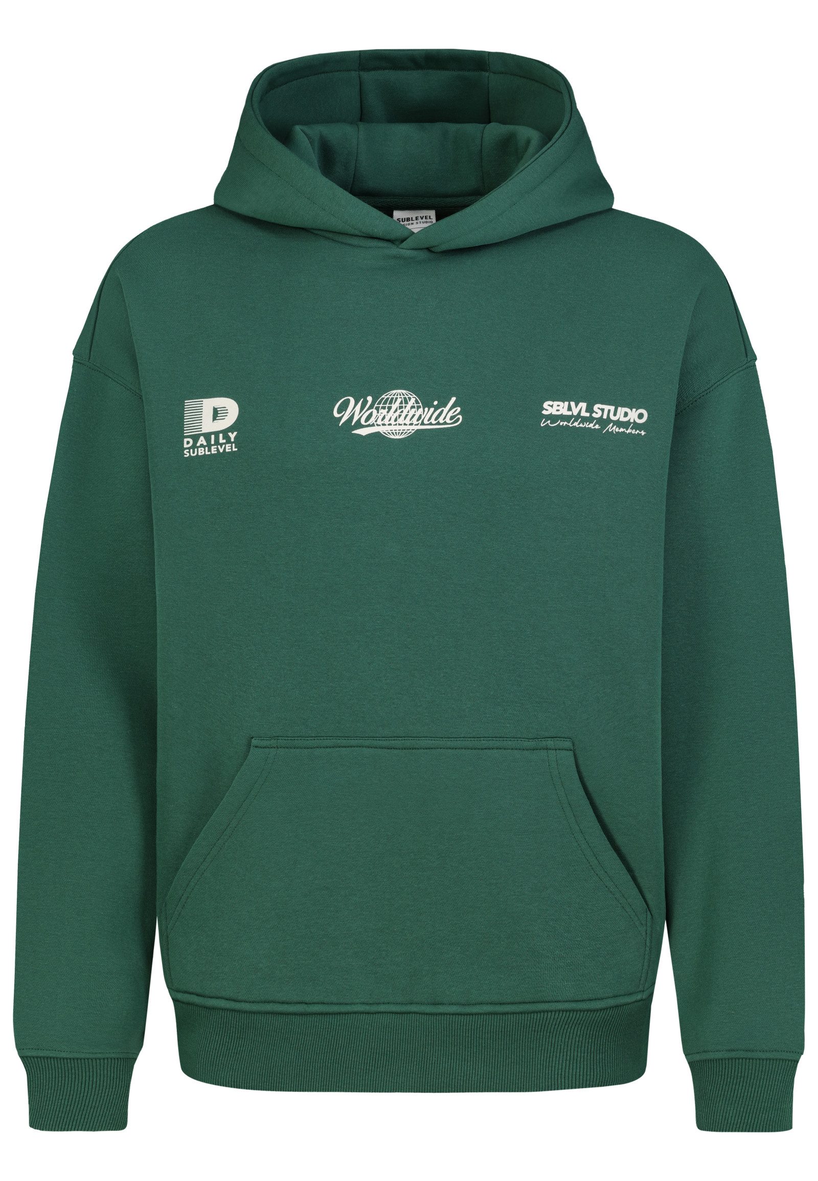 SUBLEVEL Kapuzenpullover Herren Hoodie Statement Oversize Fit, Kängurutasche