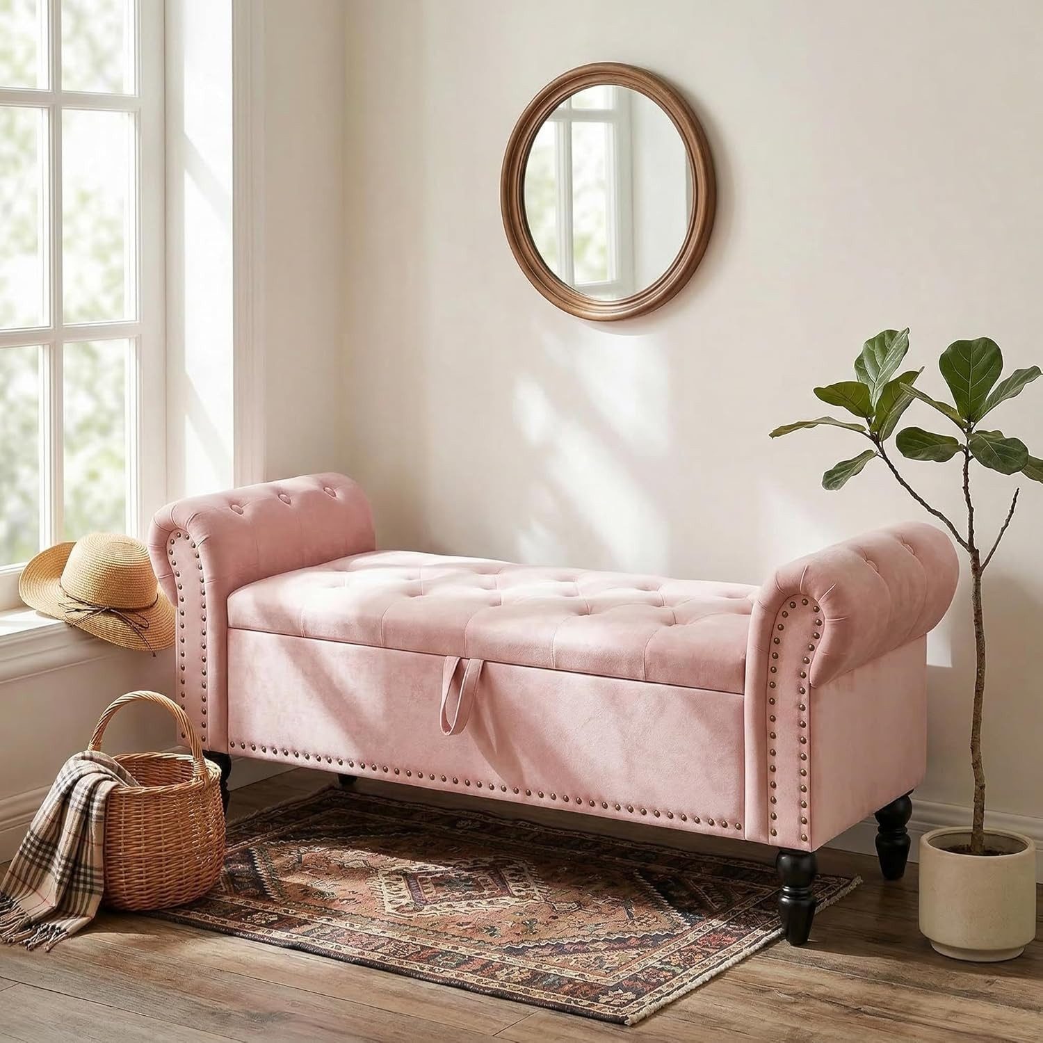 TLGREEN Bettbank Doppelter Hocker mit Stauraum, (Samt,Eleganz und Komfort mit Stauraum), Multifunktionsbank für Wohnzimmer,Schlafzimmer – Bild 3 von 5