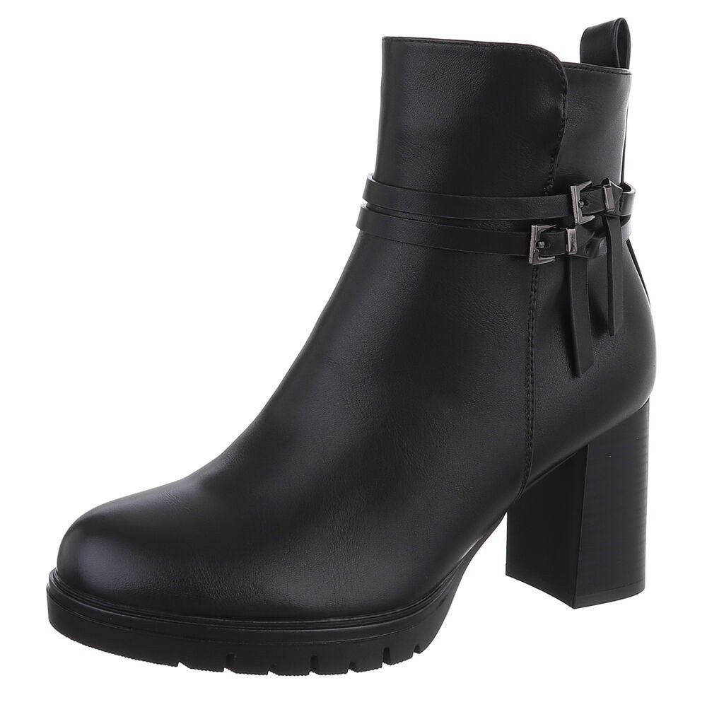 Ital-Design Elegante Absatzboots mit Riemchen und Schnallen High-Heel-Stiefelette (90514908) Blockabsatz Полусапожки in Schwarz