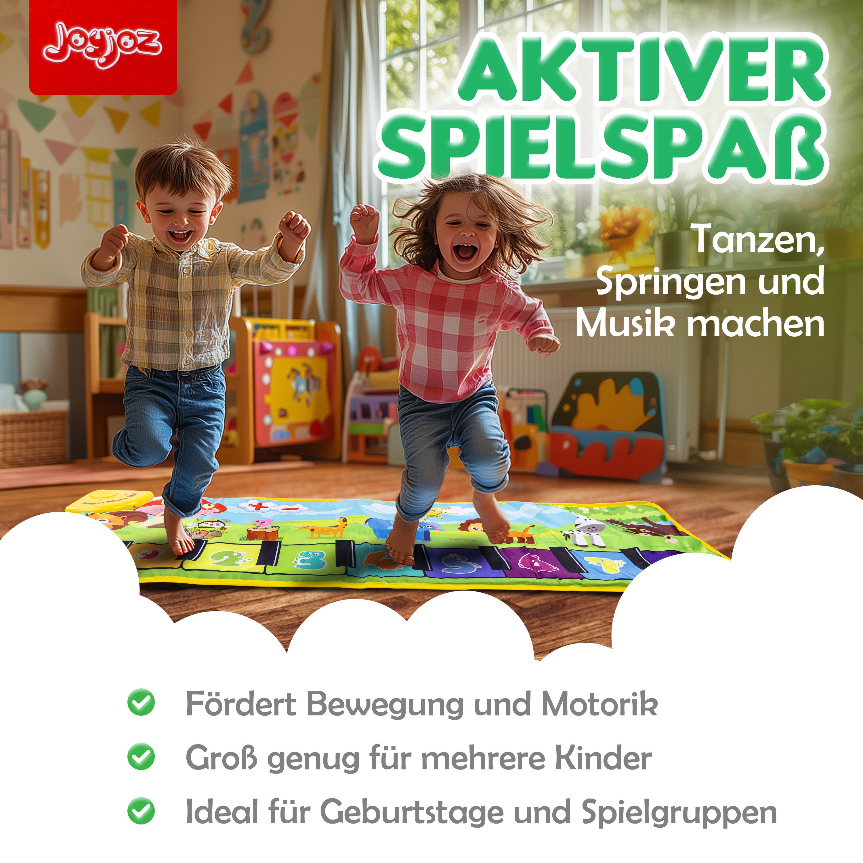 JoyJoz Spielmatte (Elektronische Klaviermatte, Tanzmatte für Kinder), mit 25 Geräuschen und 13 Karten – Spielspaß und Lernen in Einem – Bild 3 von 5