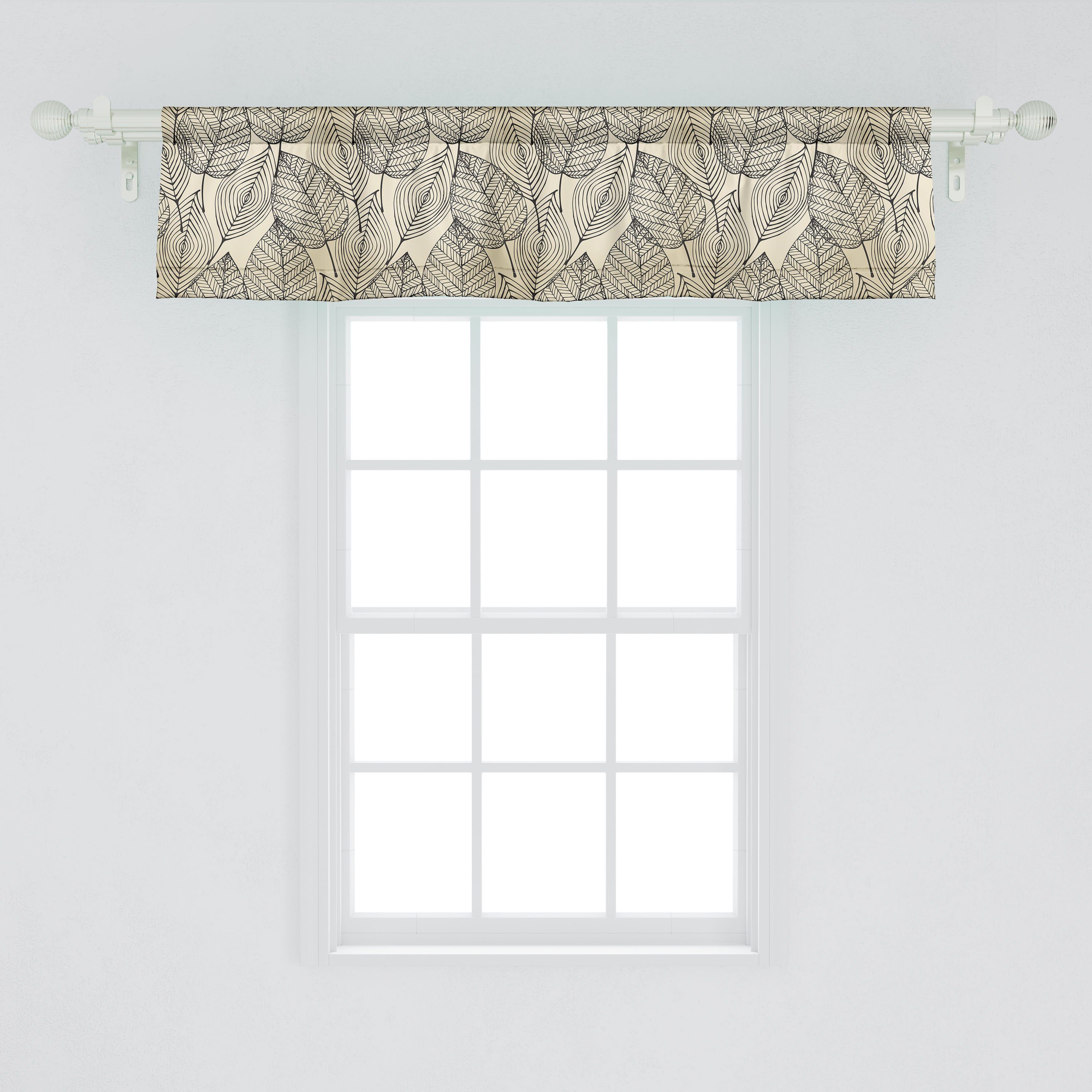 Küche Microfaser, Stangentasche, Pattern Abakuhaus, Beige für Leaves mit Dekor Scheibengardine Autumn Volant Schlafzimmer Vorhang