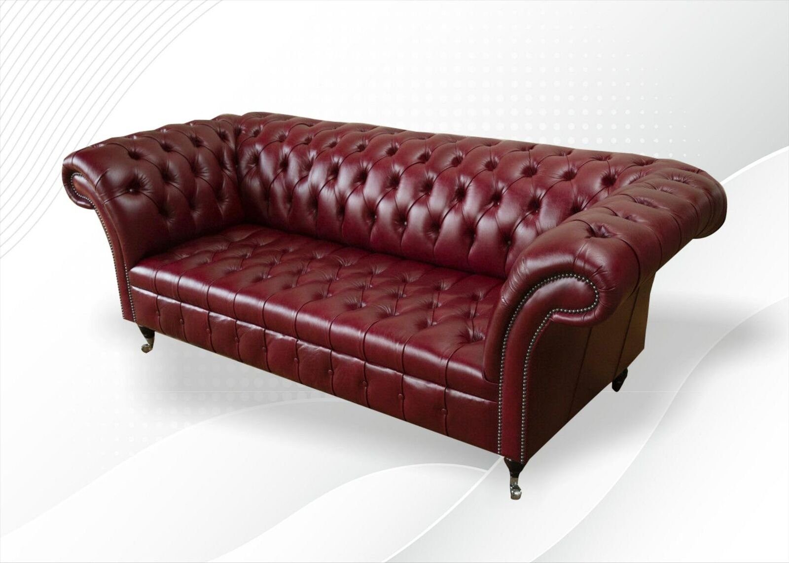 Europa in Chesterfield-Sofa Chesterfield Sitzer Modern Sofas Sofort, 100% JVmoebel Made Design 1 Bordaux 3 Leder Teile,