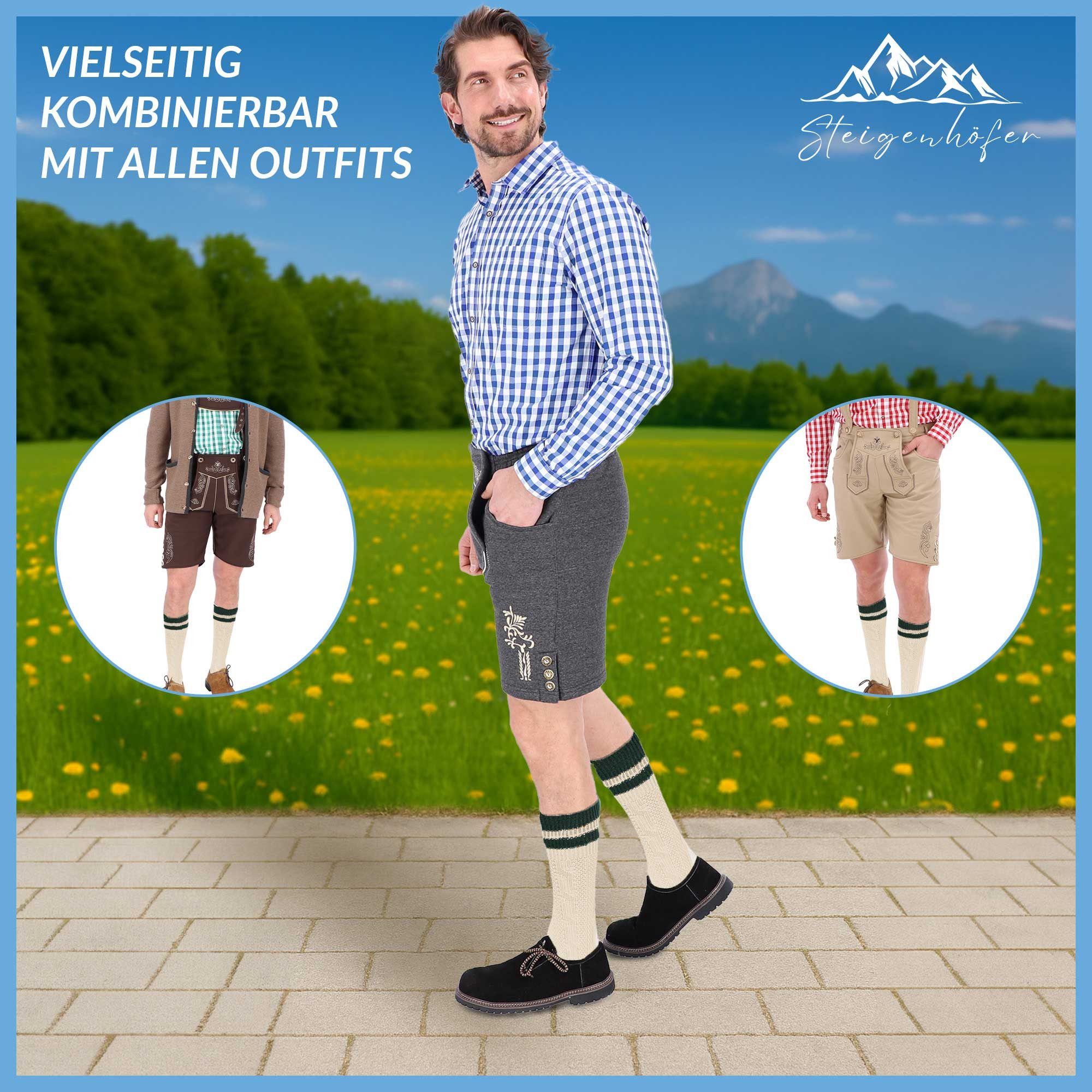 Steigenhöfer Manufaktur Trachtensocken mit Zopfmuster und Steifen - Elastische Socken für Herren und Damen Bayerische Trachtenstrümpfe aus Baumwolle für dein Ok – Bild 5 von 5