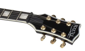 Rocktile E-Gitarre Pro L-200BK elektrische Gitarre, Single Cut, Spar-Set, inkl. Gigbag, Kabel, Plektren, Schule & Saiten, 2 Humbucker - einmal mit EMG-HZ - 22 Bünde, Palisander Griffbrett