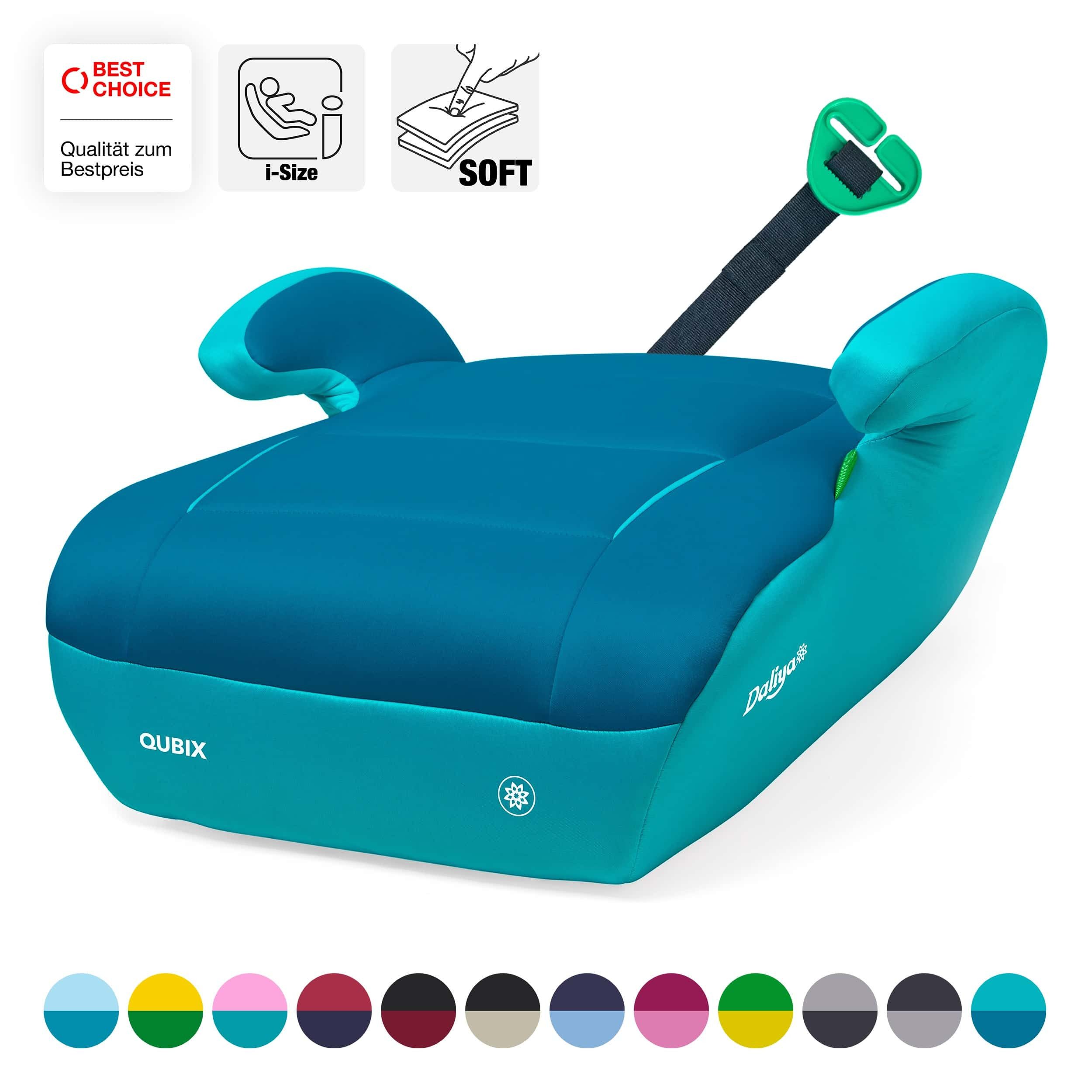 Daliya® Kindersitzerhöhung QUBIX I-Size Sitzerhöhung, Kindersitzerhöhung, Kindersitz, ab: ab 6 Jahre oder 125cm Körpergröße, bis: bis 12 Jahre oder 150cm Körpergröße, ab: 125 cm, bis: 150 cm, (Packung, 1-tlg), I-Size, Gurtfix, ergonomisch, weich, waschbar