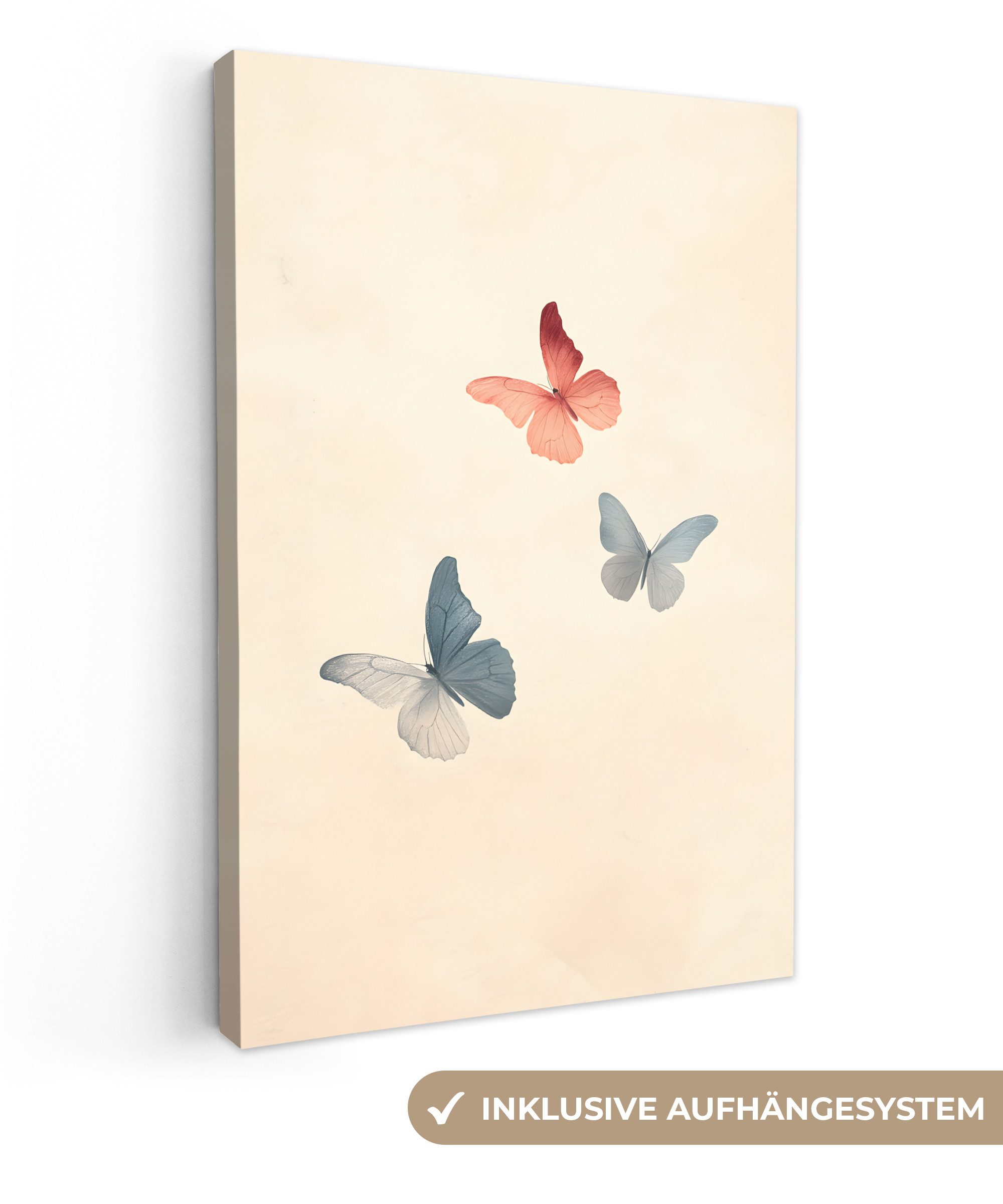 OneMillionCanvasses® Leinwandbild Schmetterlinge - Minimalistisch - Rosa, F günstig online kaufen