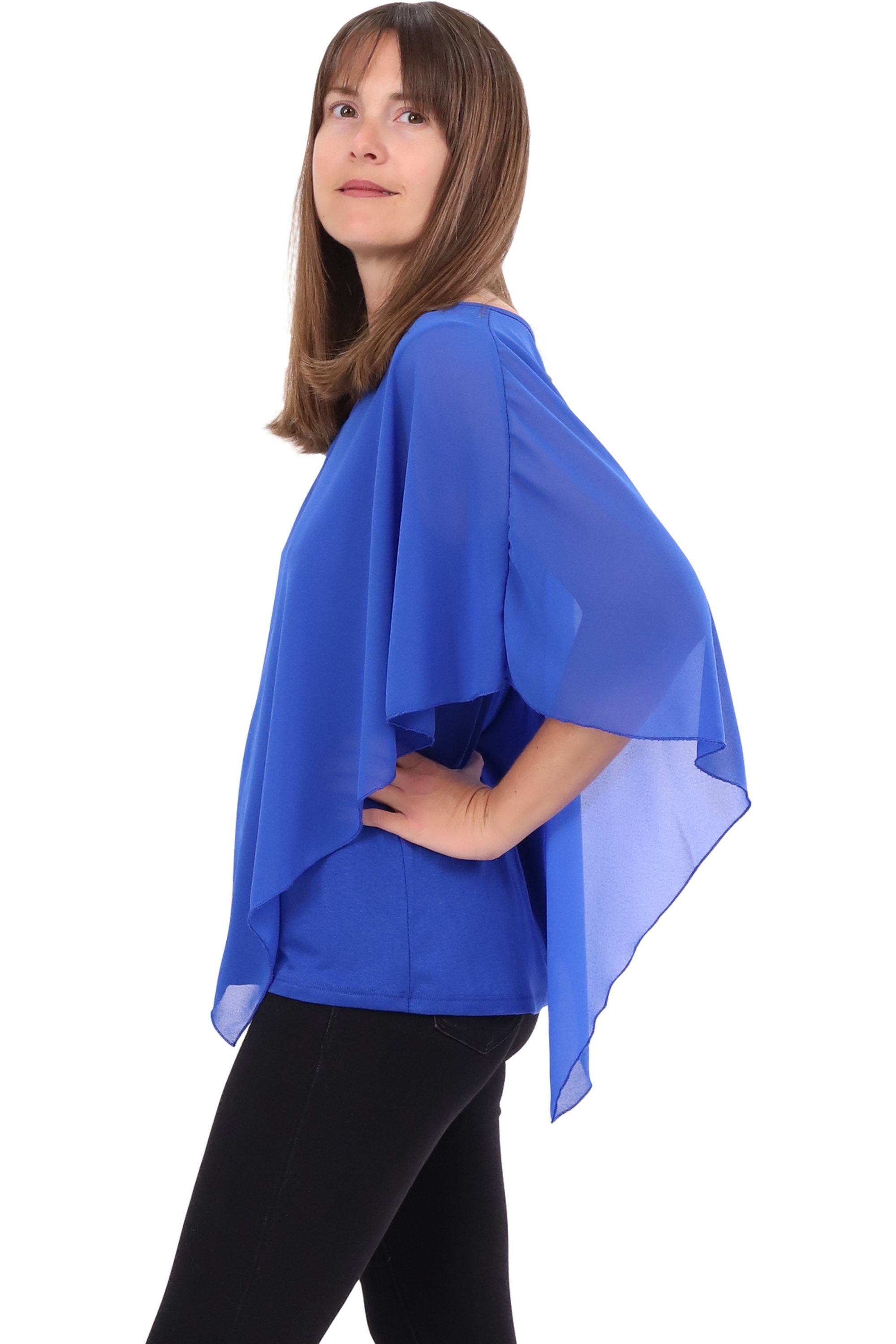 malito more than fashion Chiffonbluse malito Damen Chiffonbluse asymmetrisch 10732 Schlupfbluse Blusenshirt asymmetrisch geschnitten Einheitsgröße