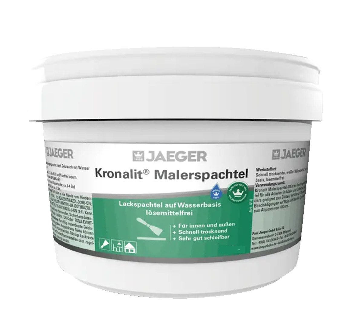 Jaegerlacke Применить шпатель Kronalit Malerspachtel 414 Lackspachtel auf Wasserbasis, Malerspachtel, schnell trocknend