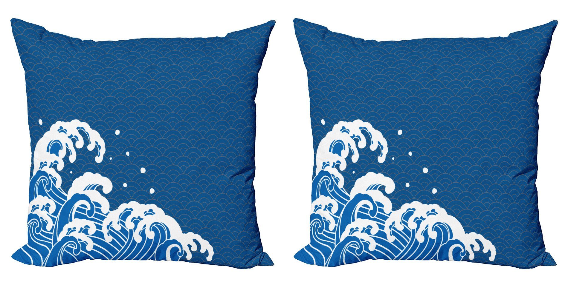 Kissenbezüge Modern Accent Doppelseitiger Digitaldruck, Abakuhaus (2 Stück), japanische Welle Sea Oriental Waves | Kissenbezüge