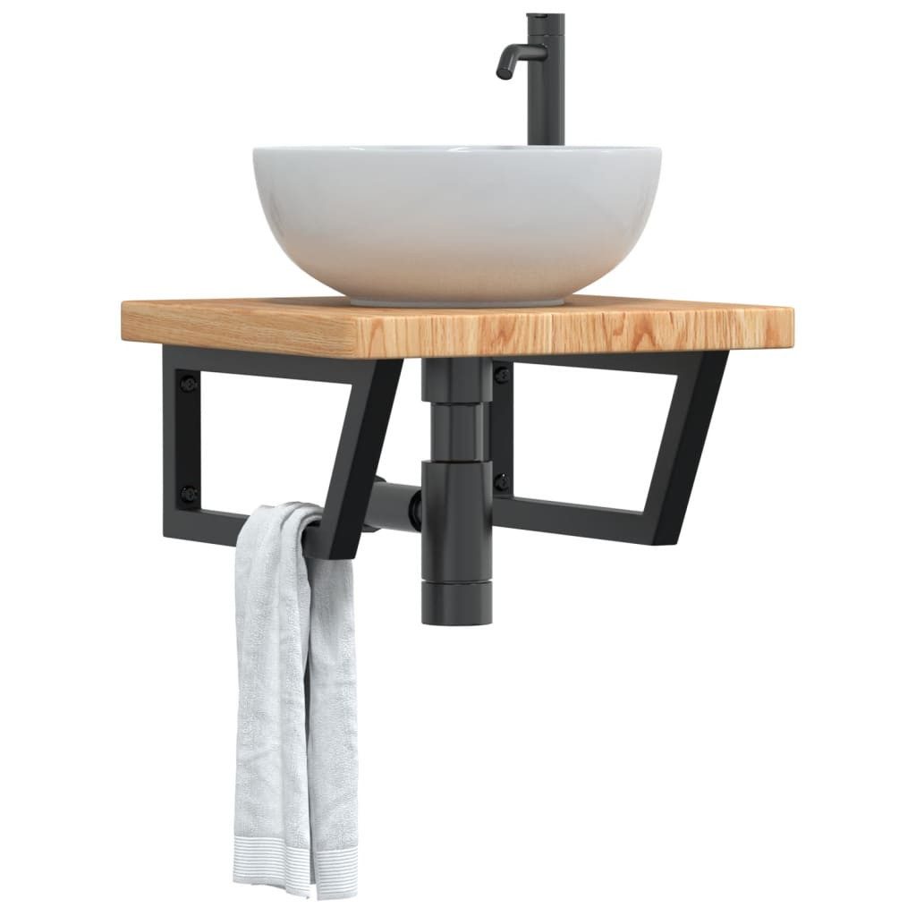 vidaXL Badezimmerspiegelschrank Waschtischplatte mit Halterung Stahl und Massivholz Eiche (1-St)