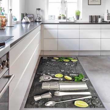 Läufer Teppich Vinyl Küchenmatte Küche Mojito lang modern funktional, Bilderdepot24, Läufer - grau glatt