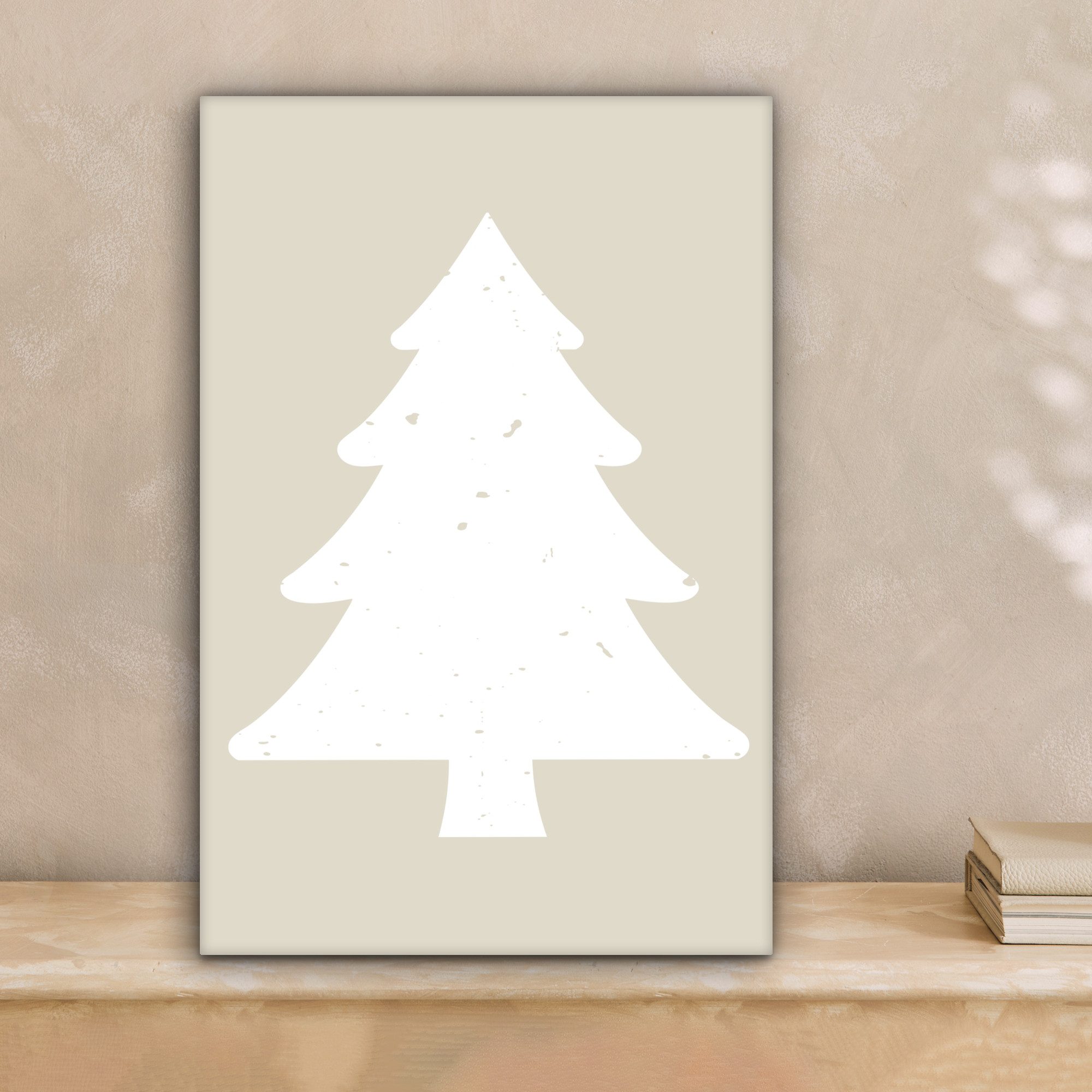 OneMillionCanvasses® Leinwandbild Japandi - Weihnachtsbaum - Beige - Weihna günstig online kaufen