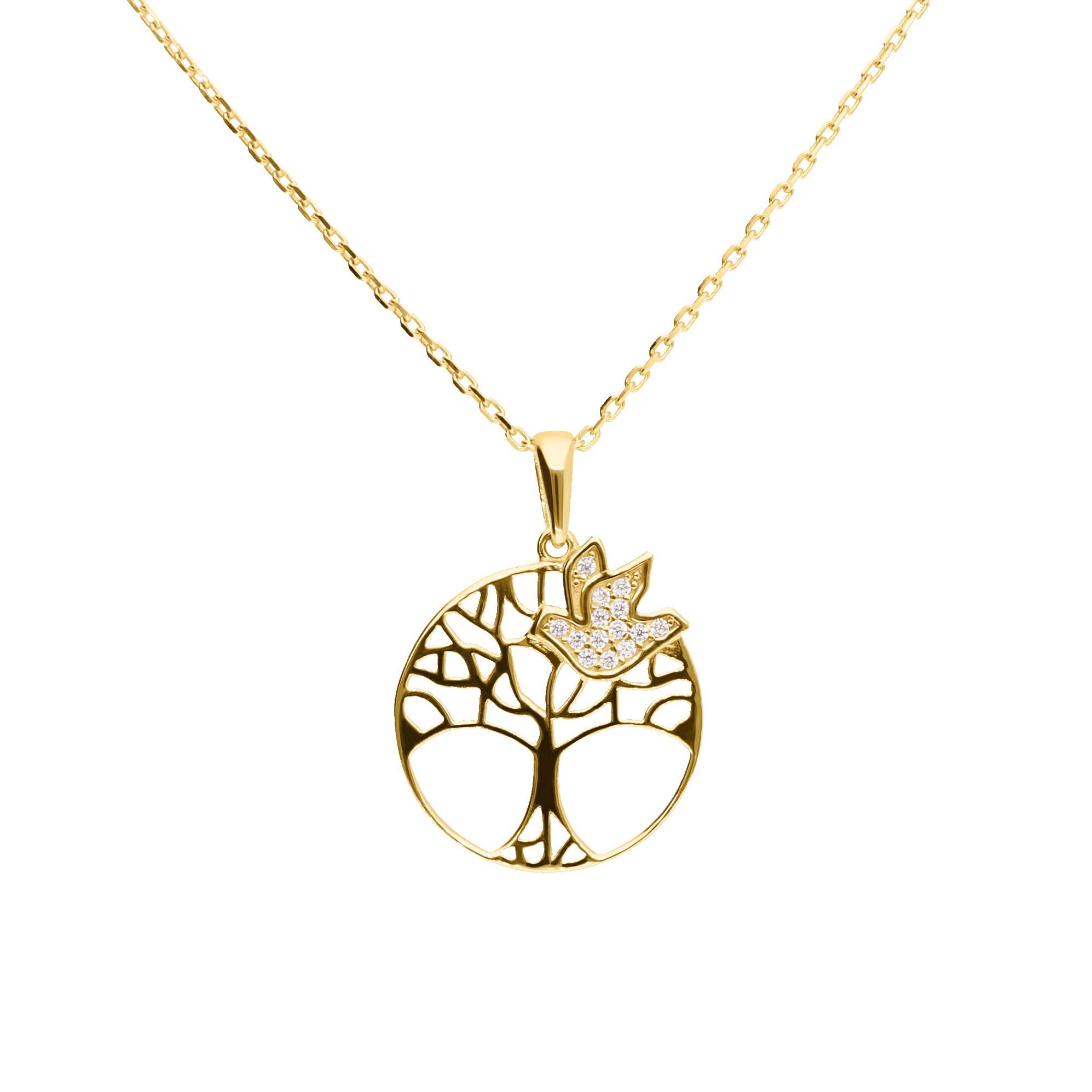 Suzan Gold Kette mit Anhänger 375er Gold Lebensbaum Halskette Damen – spiri günstig online kaufen