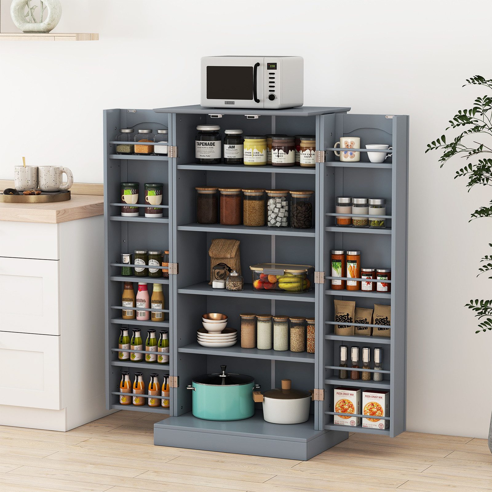 COSTWAY Küchenbuffet Küchenschrank Vorratsschrank mit verstellbarer günstig online kaufen