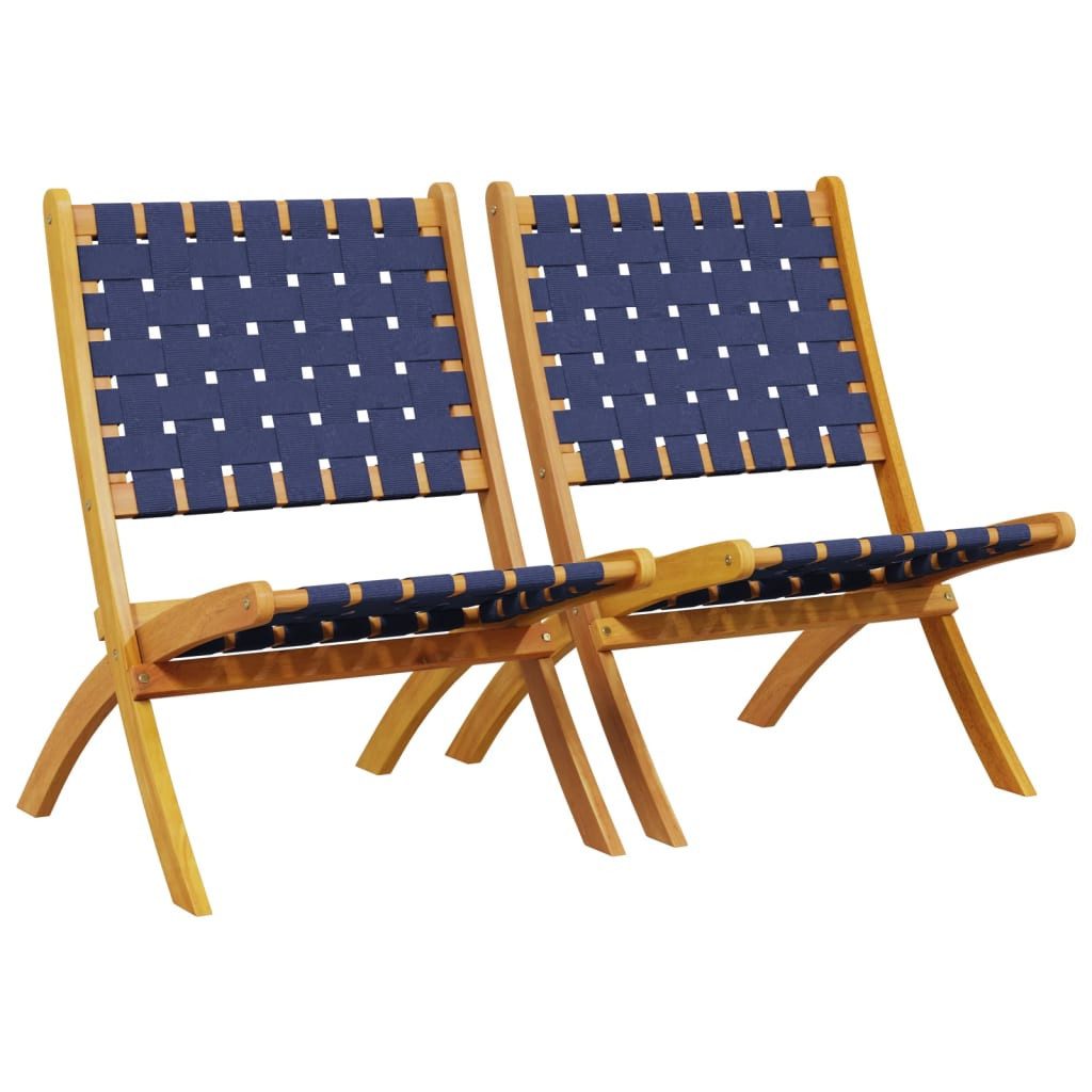 vidaXL Gartenstuhl Gartenstühle 2 Stk. Klappbar Dunkelblau Massivholz Stoff (2 St)