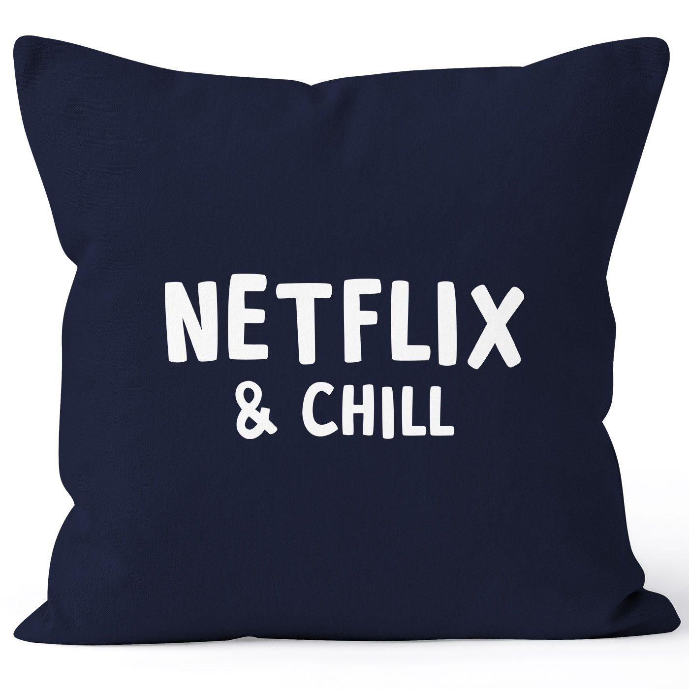 MoonWorks Dekokissen Kissen-Bezug and MoonWorks® chill Deko-Kissen Netflix Baumwolle navy Kissen-Hülle