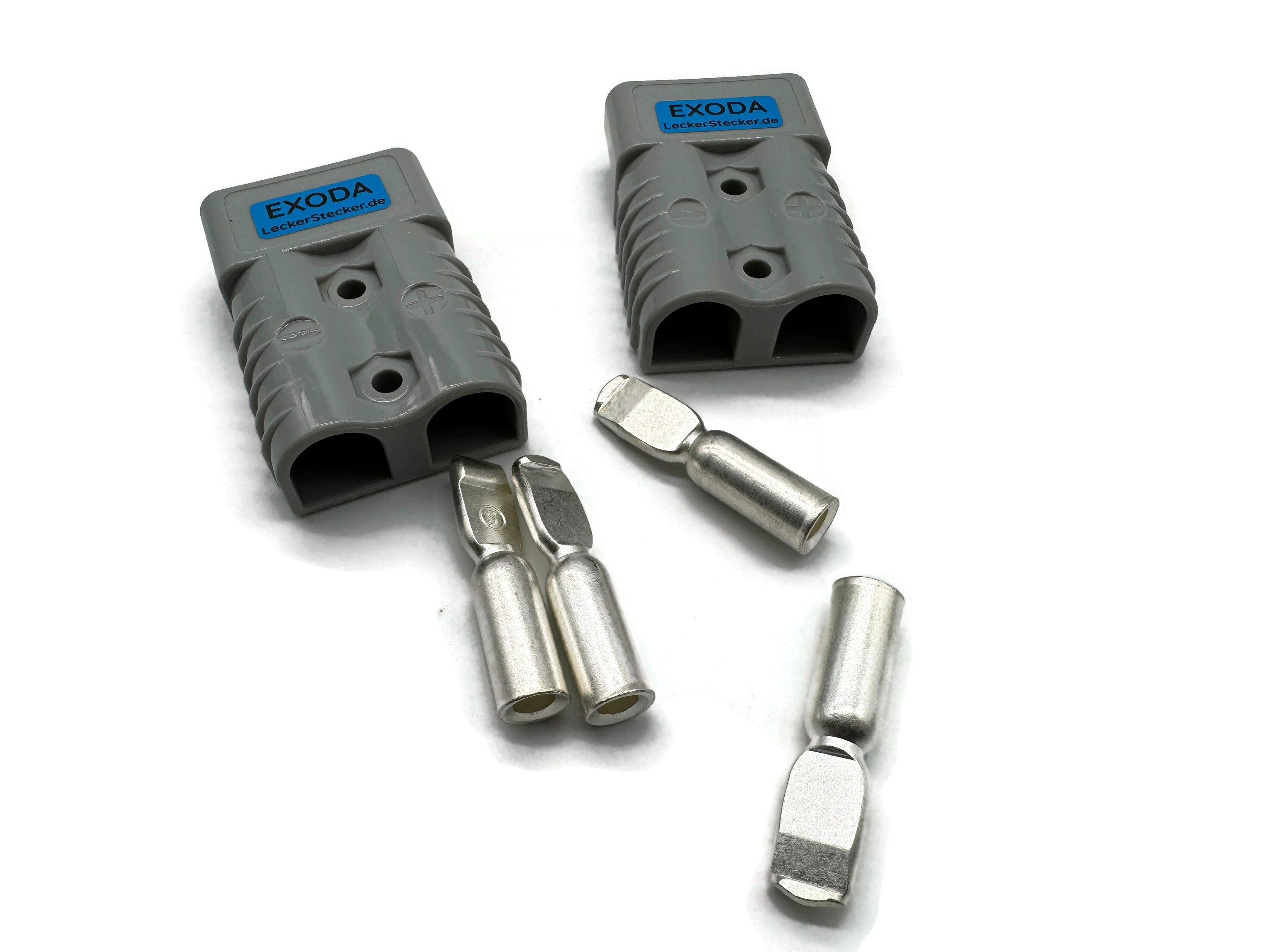 eXODA Kabelverbinder-Sortiment Batterie Set, 2 Stecker, bestehend aus jeweils 1x Gehäuse und 2x Kontakte
