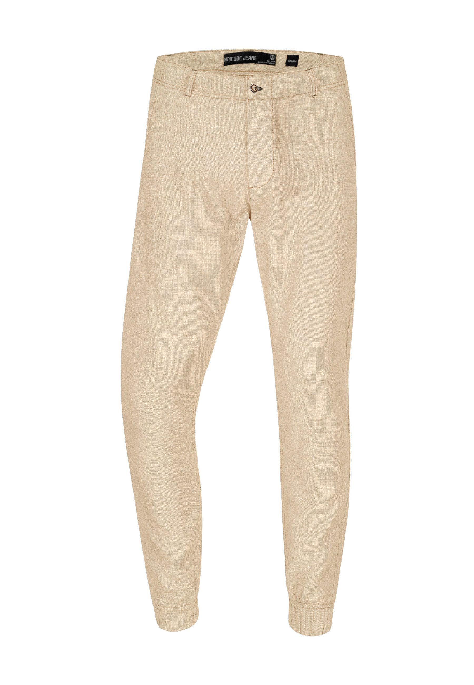Indicode Leinenhose Blnda samt dekorativem Gürtel günstig online kaufen