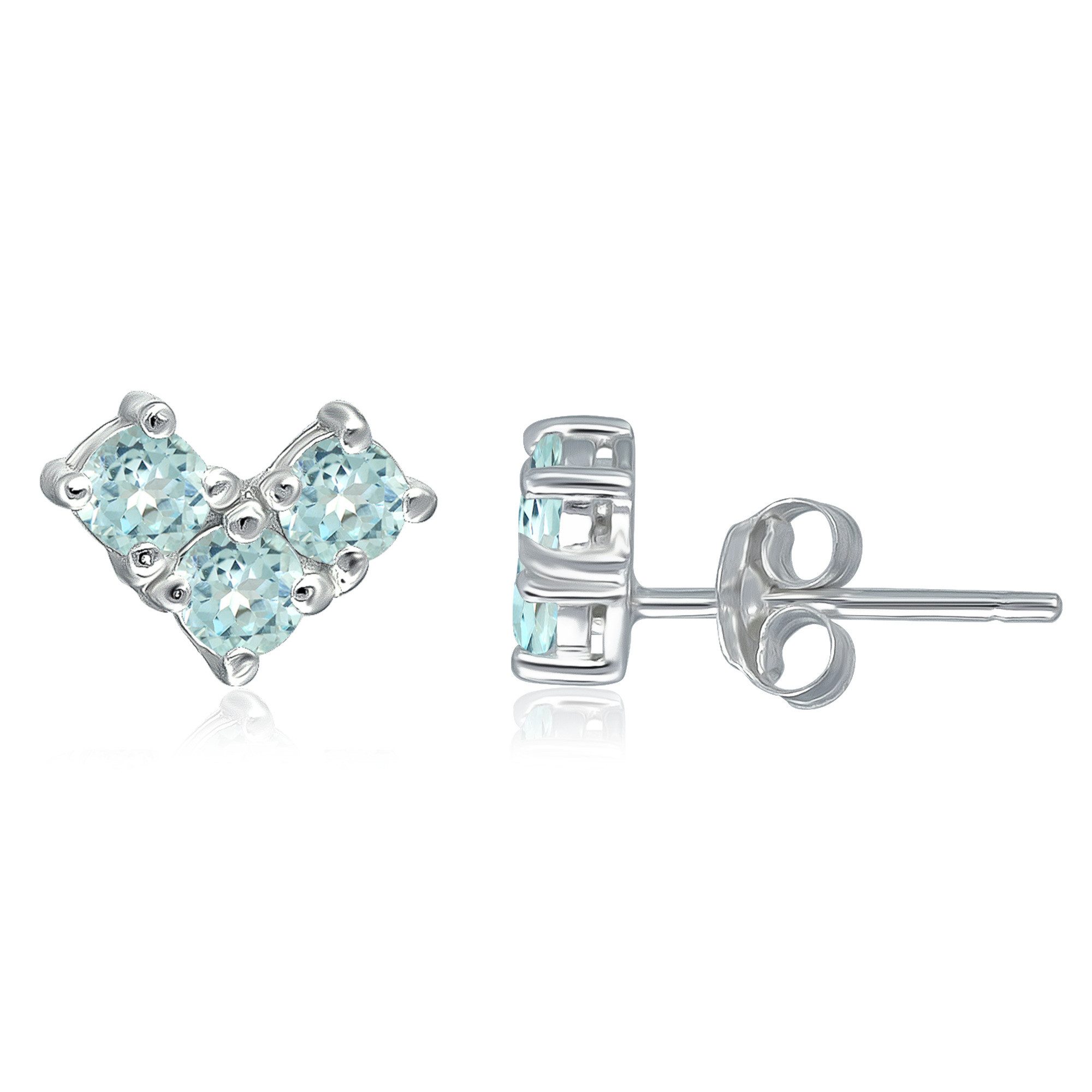 Sternvoll Ohrring-Set Damen Ohrstecker aus 925 Sterling Silber mit Blautopas in Herzform, 925 Sterling Silber - echter Blautopas