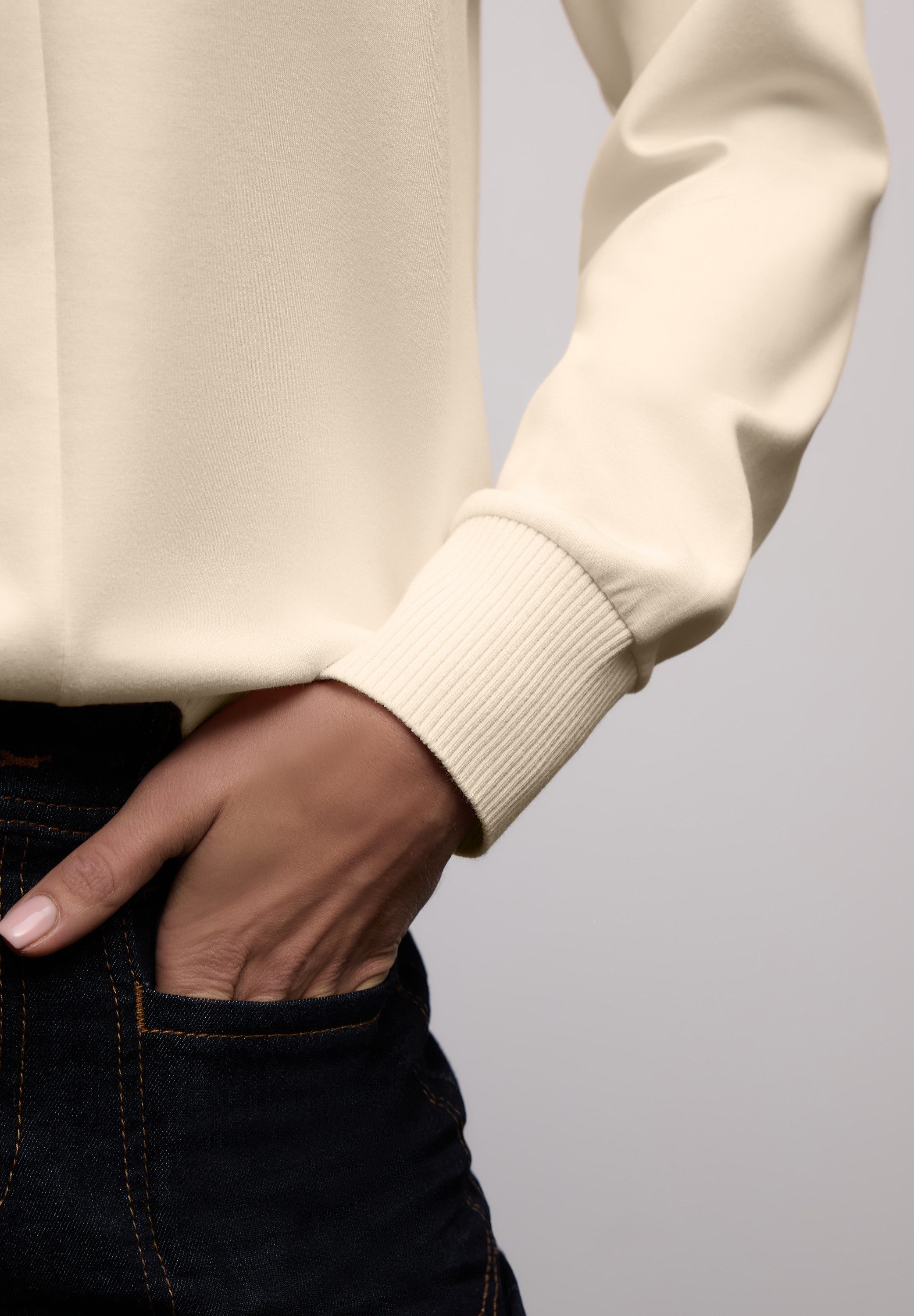 STREET ONE Rundhalspullover Feine Rippdetails an Kragen und Ärmelbündchen günstig online kaufen