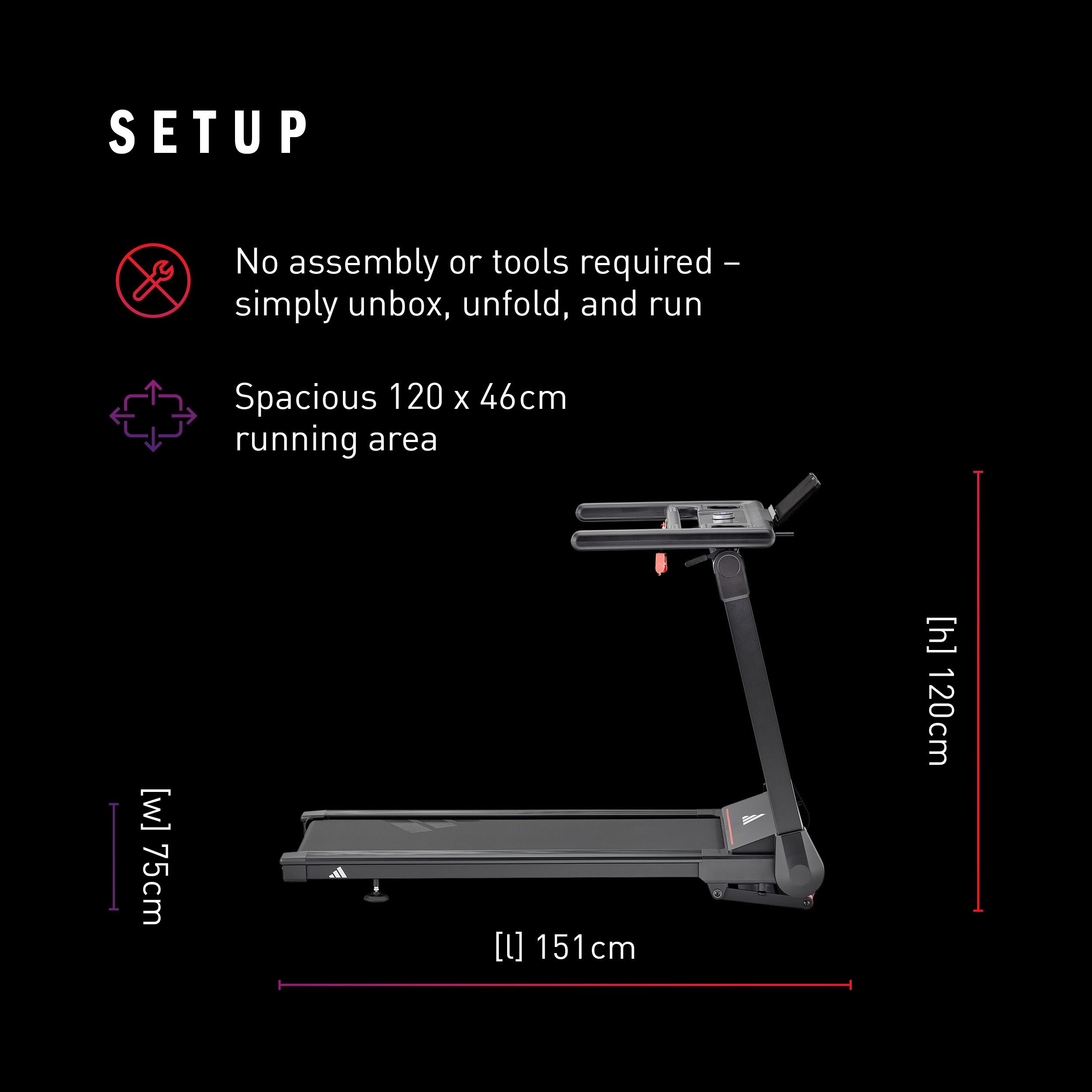 adidas Performance Laufband T-1 Bluetooth, bis max. 15 km/h, klappbar, 110 kg max. Benutzergewicht