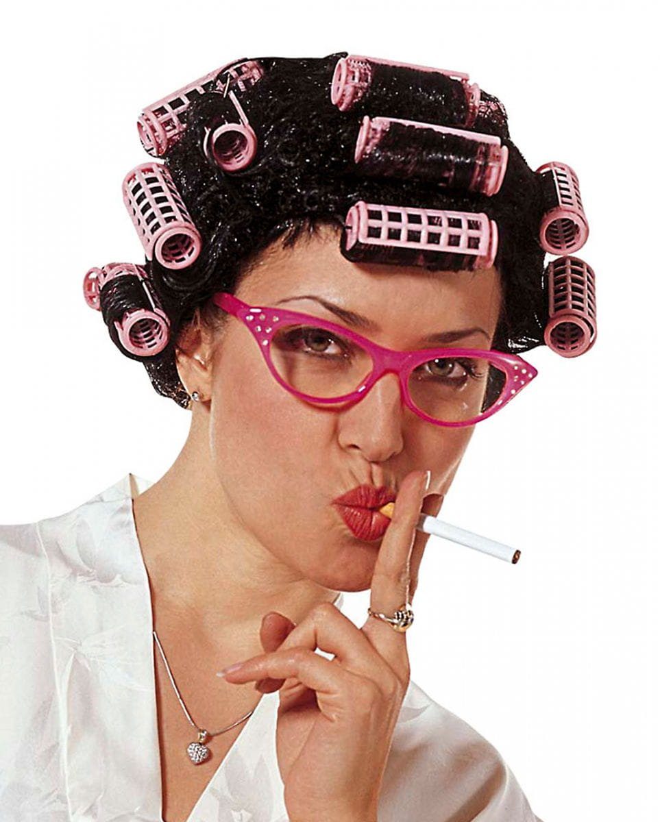 Horror-Shop Kostüm-Perücke Hausfrauen Perücke mit Lockenwickler