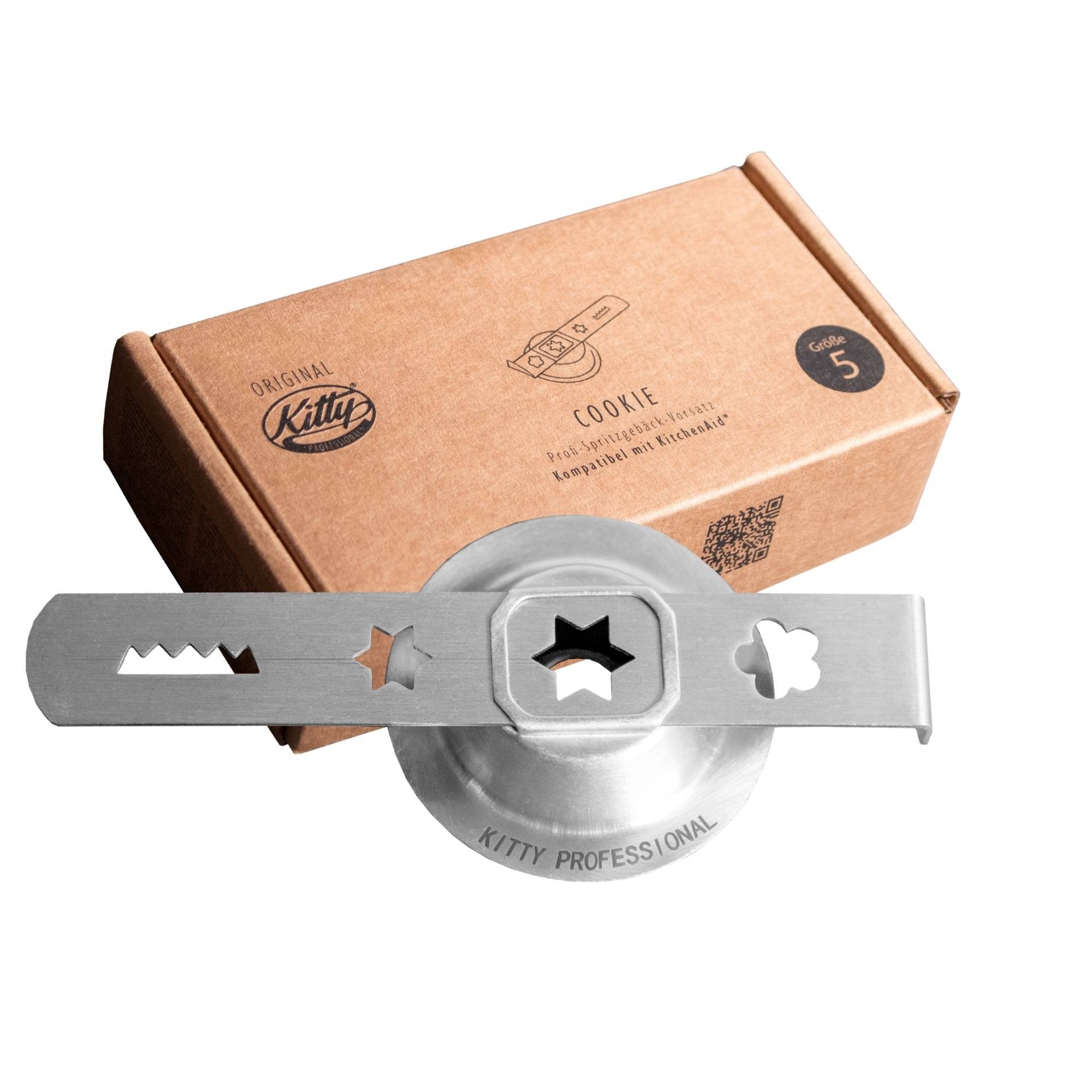 Kitty Professional Küchenmaschinen Zubehör-Set Spritzgebäckvorsatz "Cookie" Größe 5, Edelstahl