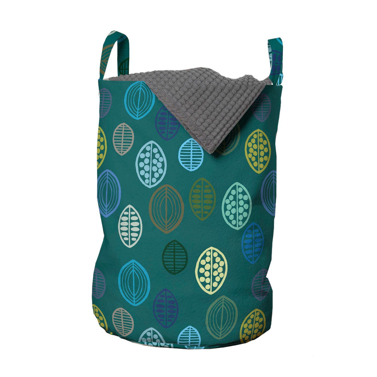 Abakuhaus Wäschesäckchen Wäschekorb mit Griffen Kordelzugverschluss für Waschsalons, Blätter Zusammenfassung Leaf Designs