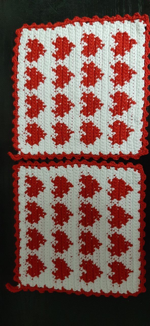 Pro Lana Topflappen 1 Paar gehäkelte Topflappen weiß mit roten Herzen, (2-t günstig online kaufen