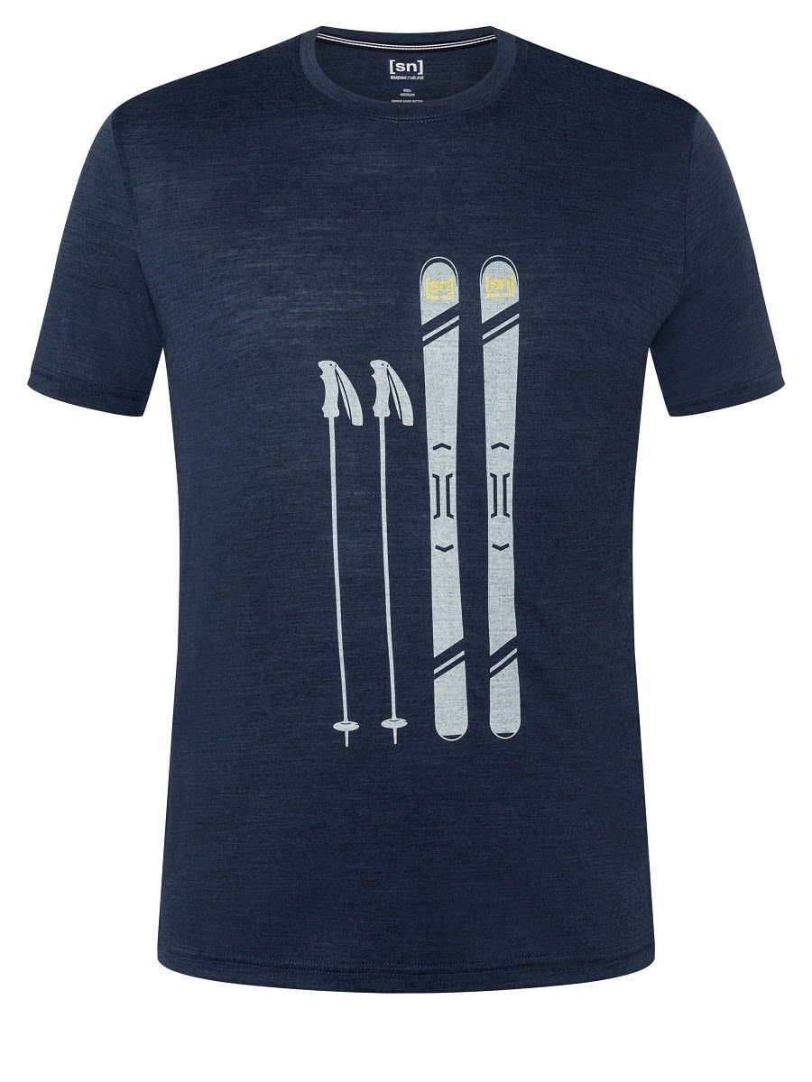 T-Shirt Feather Super.natural Skiing Blue SUPER.NATURAL M Grey - Tee Iris Melange Gear Herren Illuminating -