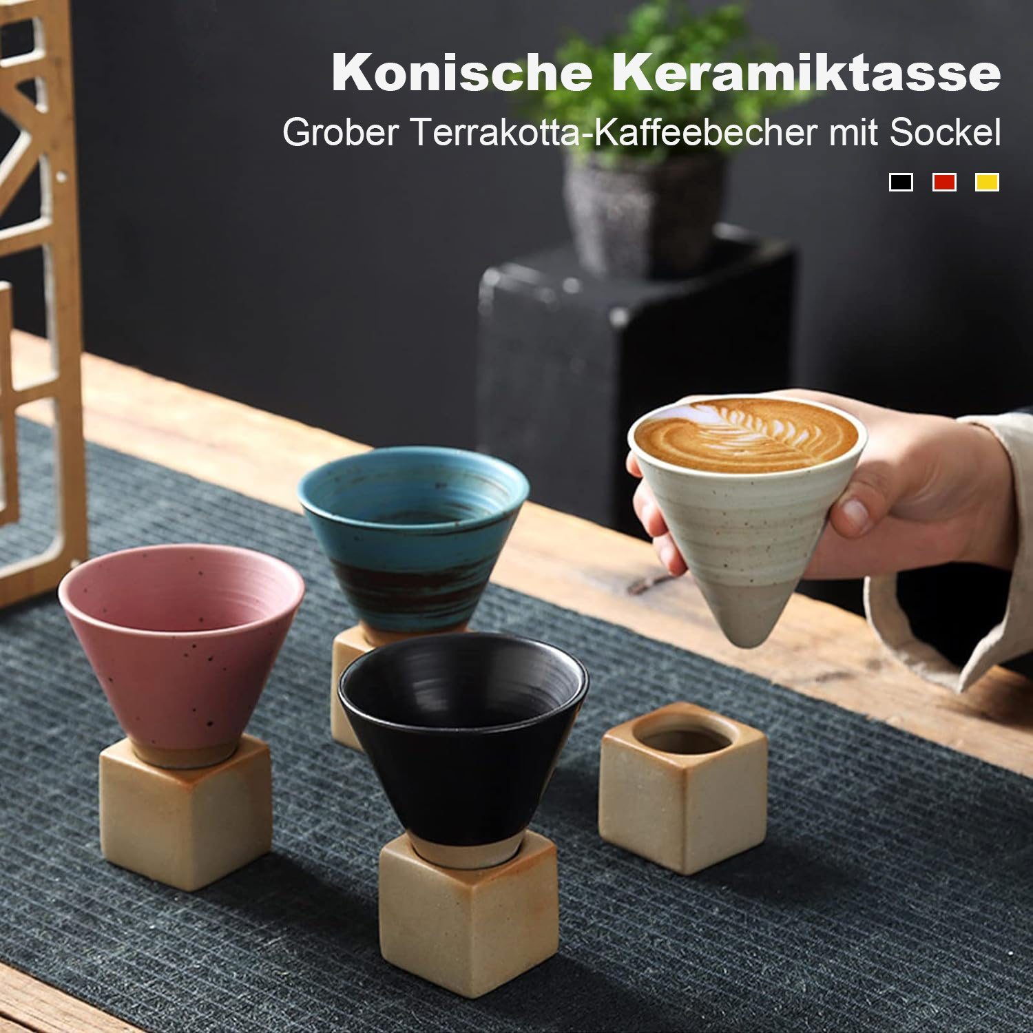 MAGICSHE Tasse Grobe keramische Kaffeetasse mit 200ml, Weiß Basis, Teetassen