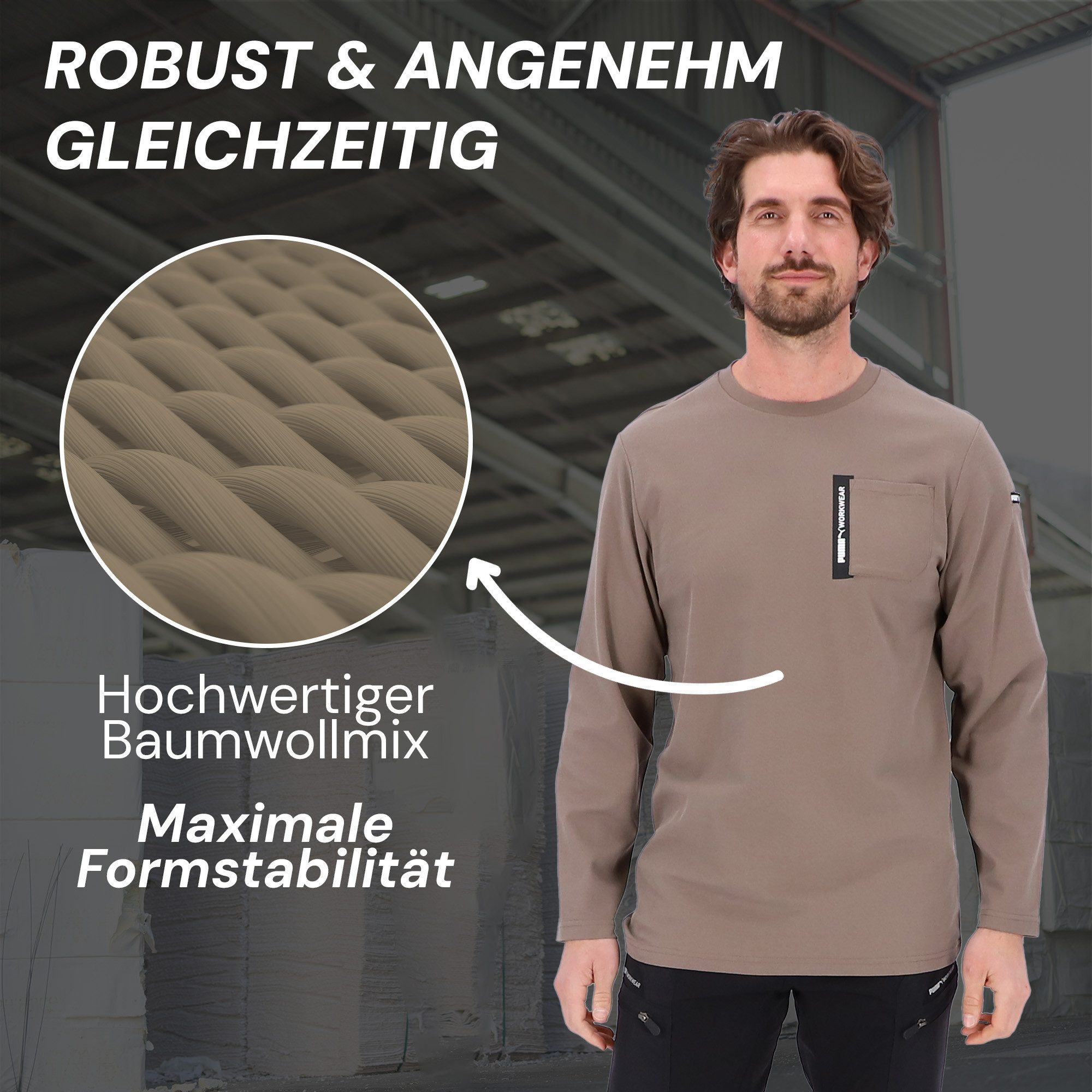 PUMA Workwear Longsleeve ADVANCED Langarm Shirt Herren mit Utility Fach am Oberarm Robustes und atmungsaktives Gewebe - Für Handwerk und Logistik – Bild 2 von 5