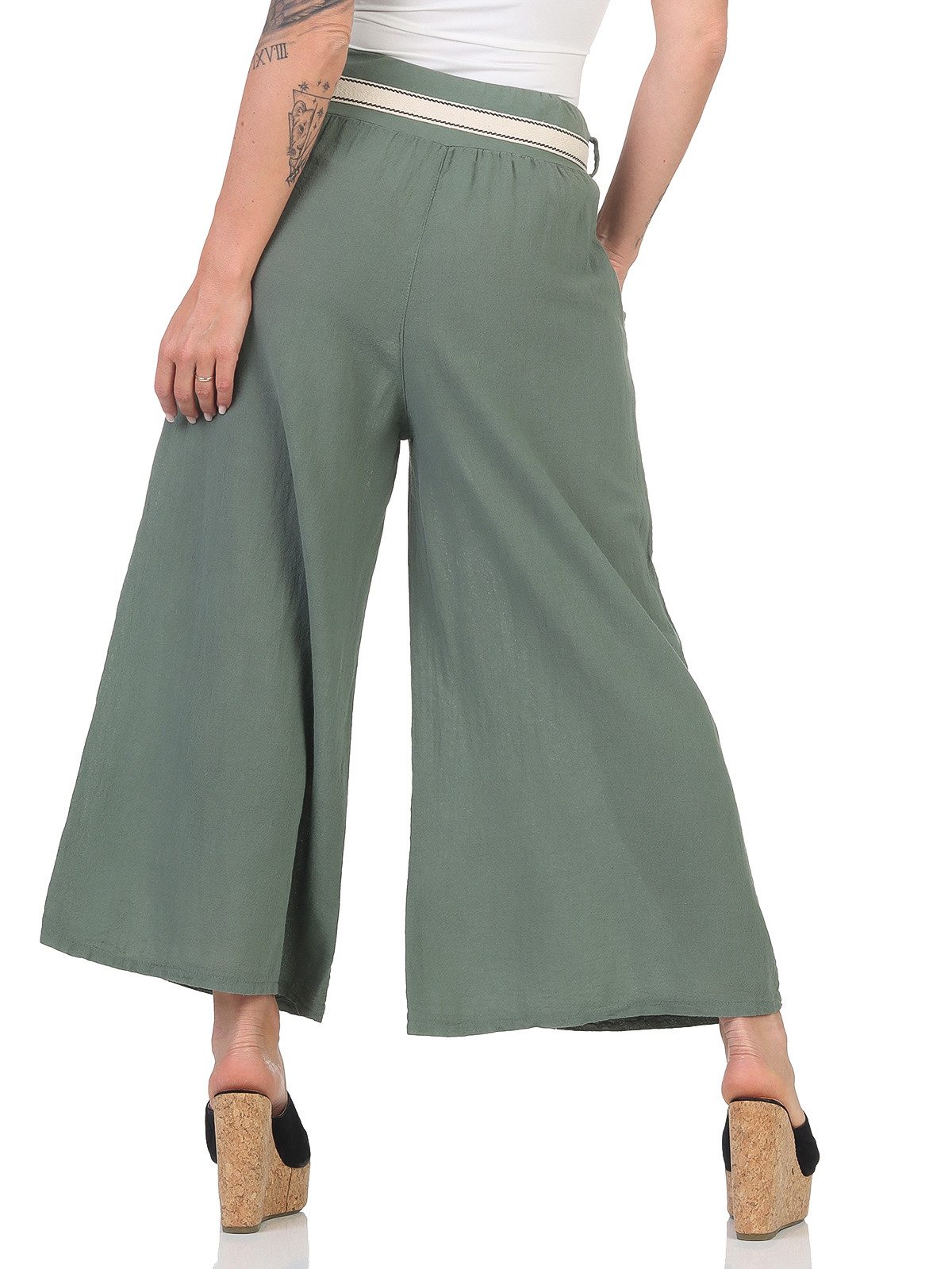 Mississhop Haremshose Vielseitige Boho-Chic Baumwollhose 100 % Baumwolle mit Gürtel M. 385