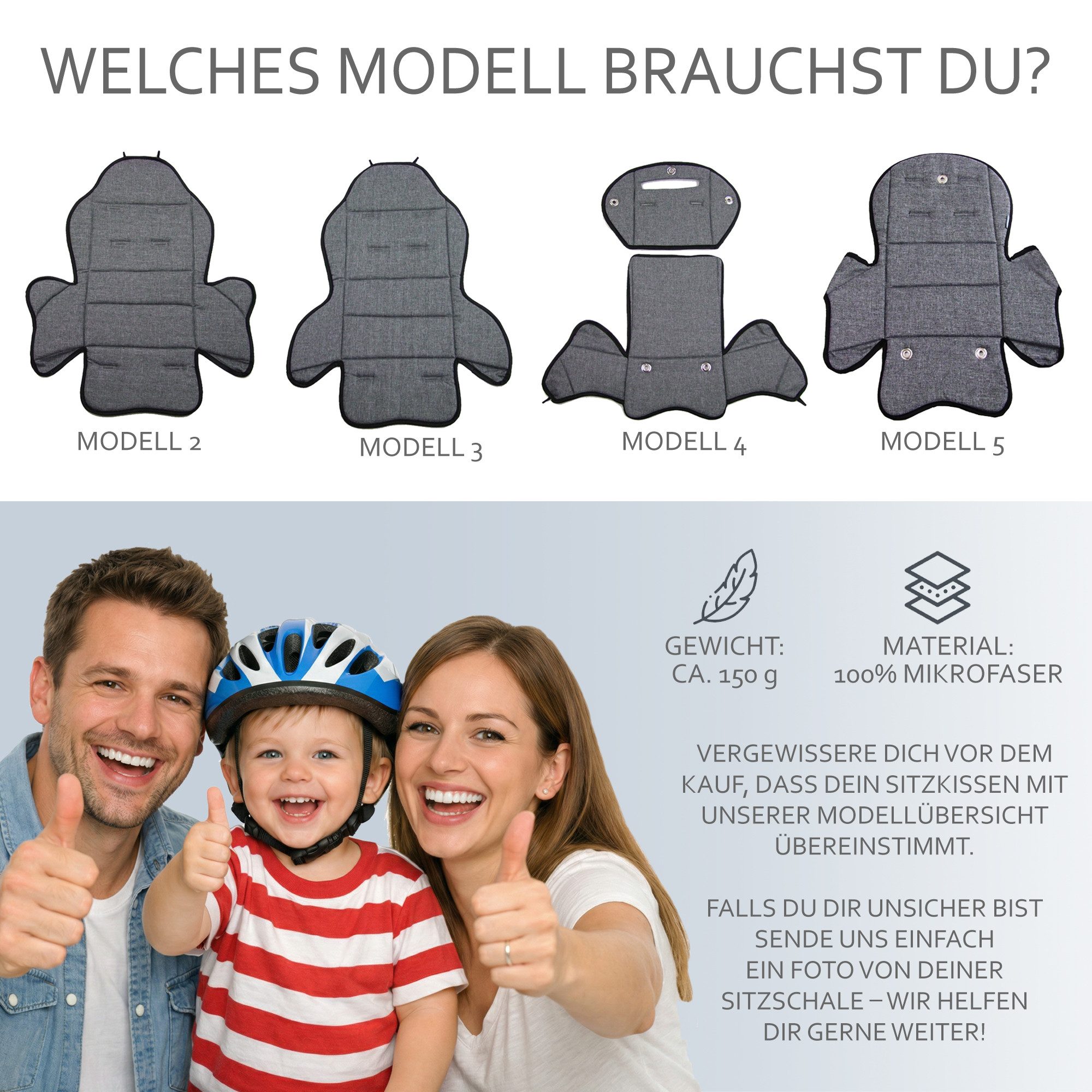 BambiniWelt by Rafael K. Fahrradkindersitz Ersatzbezug Sitzkissen für Fahrradsitz kompatibel mit Römer Jockey M4, ab: 9 Monaten, bis: 5 Jahre