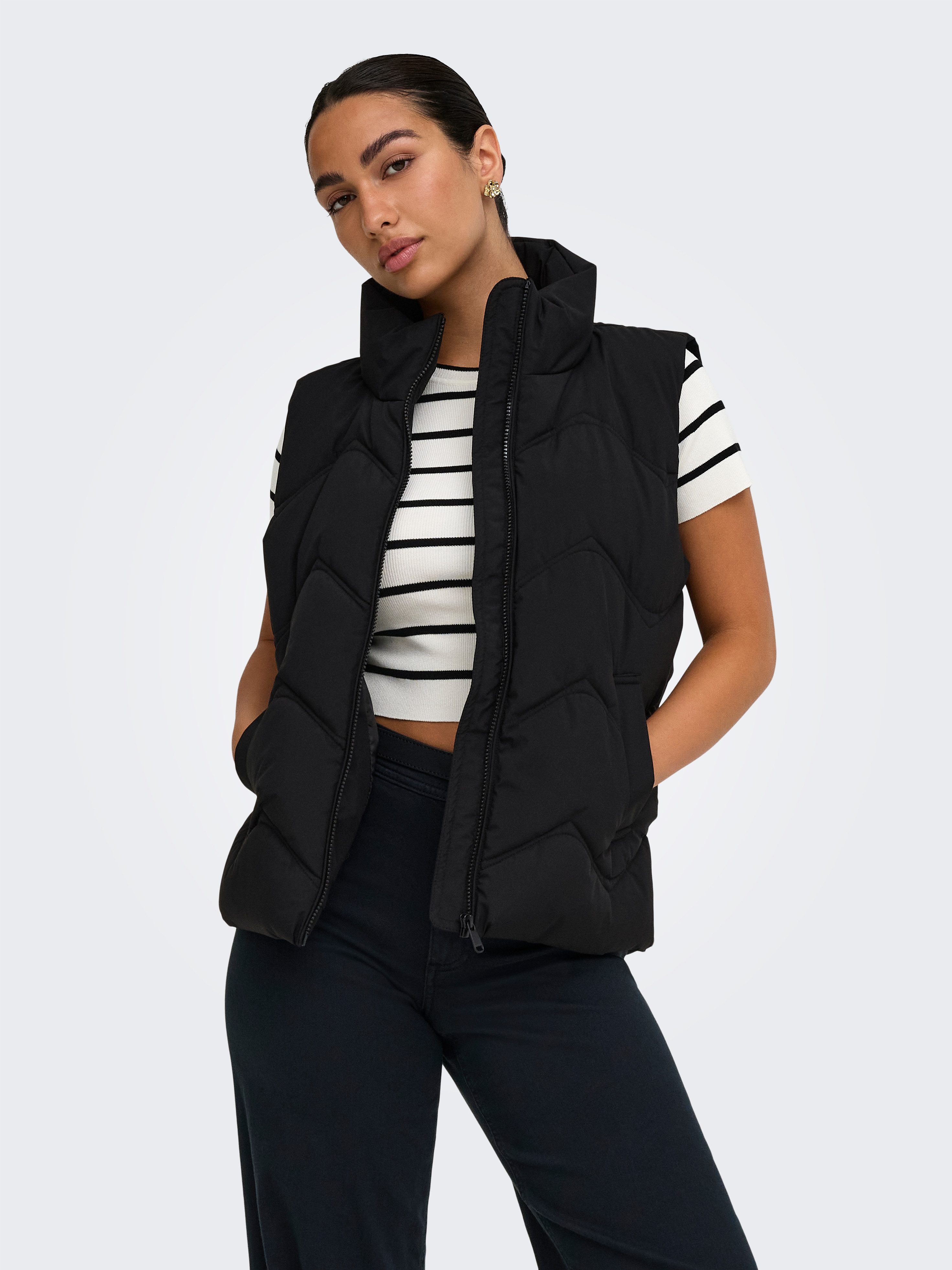 JDY Steppweste JDYPOWER SHORT WAISTCOAT OTW HAB Kunstfaser