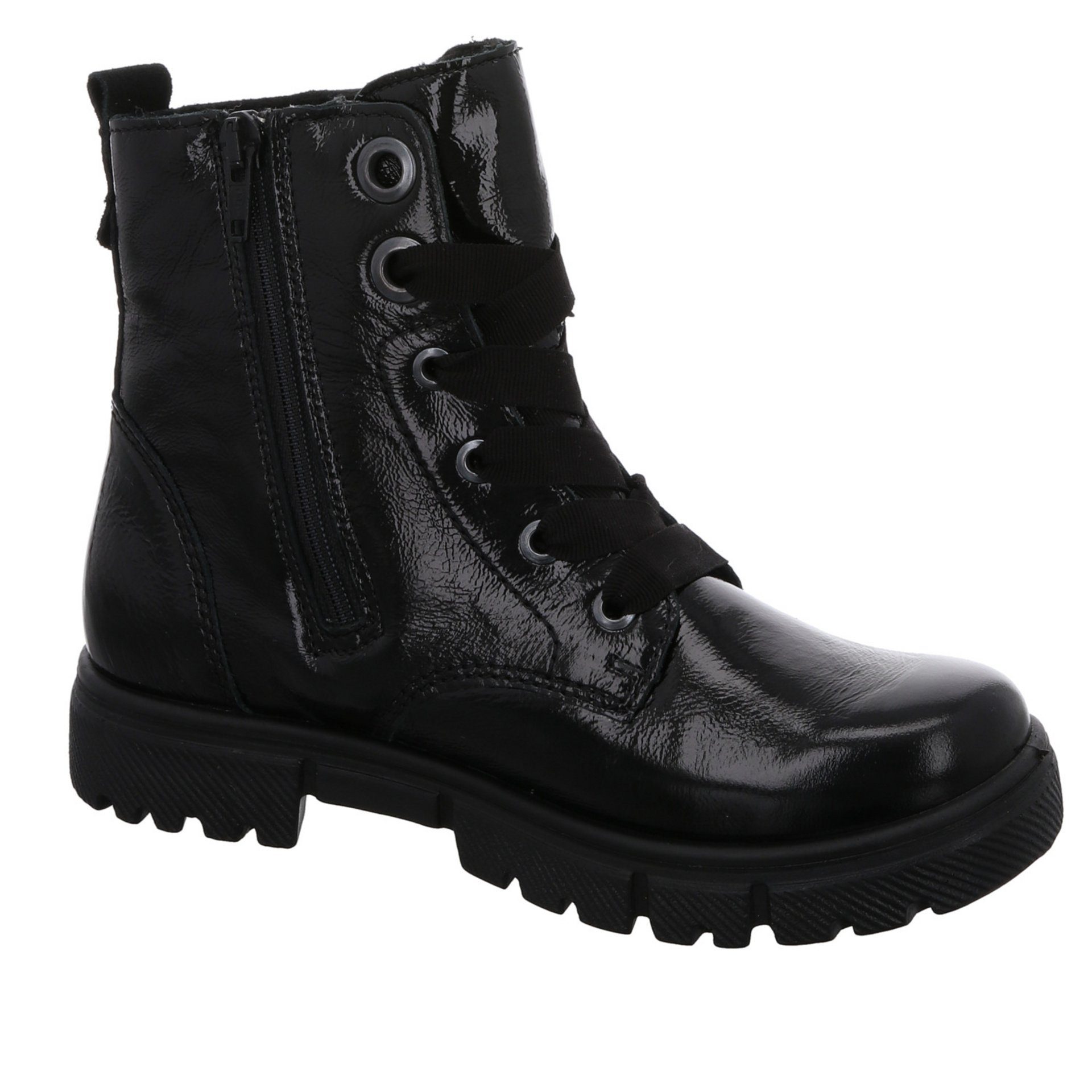 Schuhe Suri Ricosta schwarz Stiefel Veloursleder Schnürboots Stiefelette Mädchen