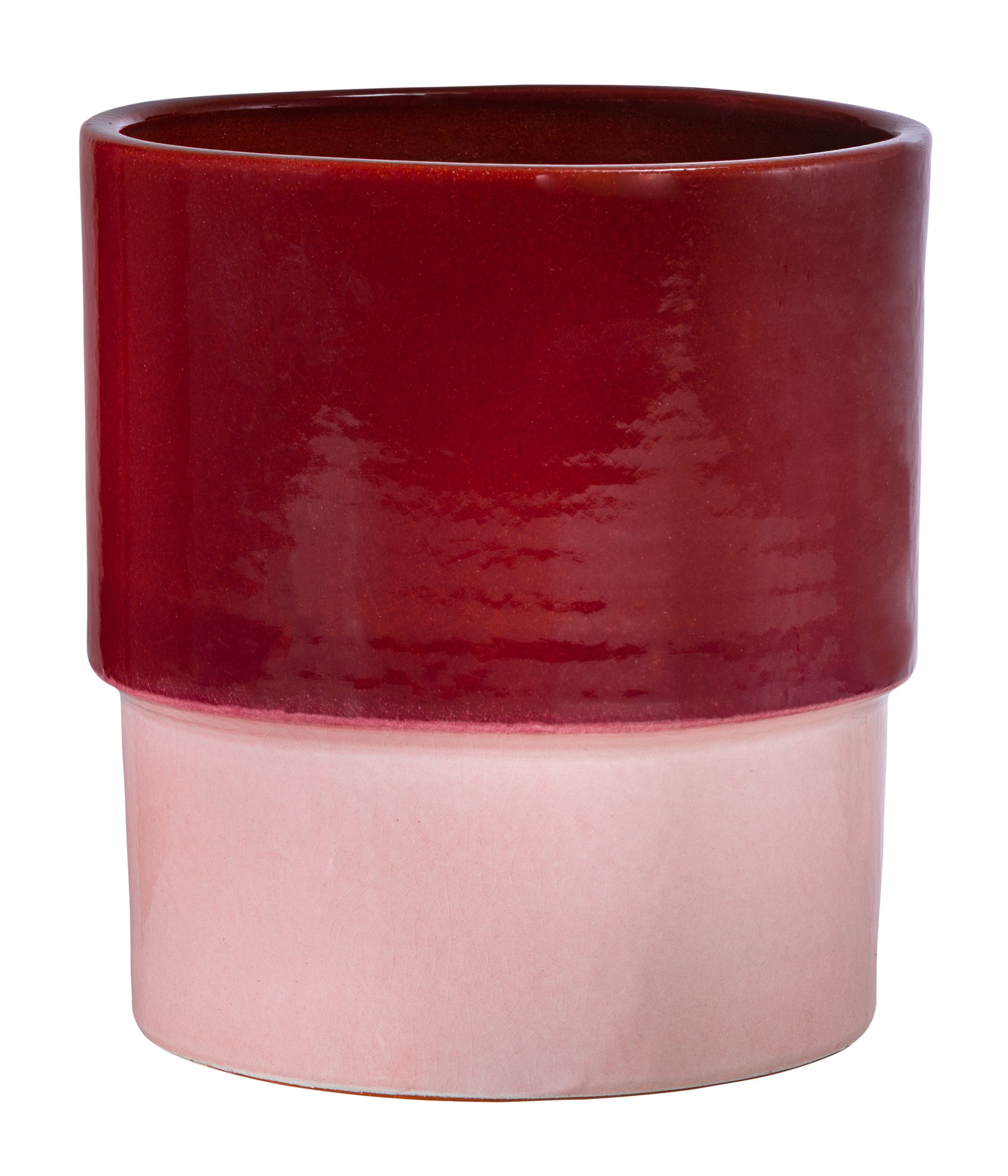 Dehner Übertopf Anne, rund, Keramik, zweifarbig glasiert, handgefertigter Indoor Blumentopf in modernen Farben