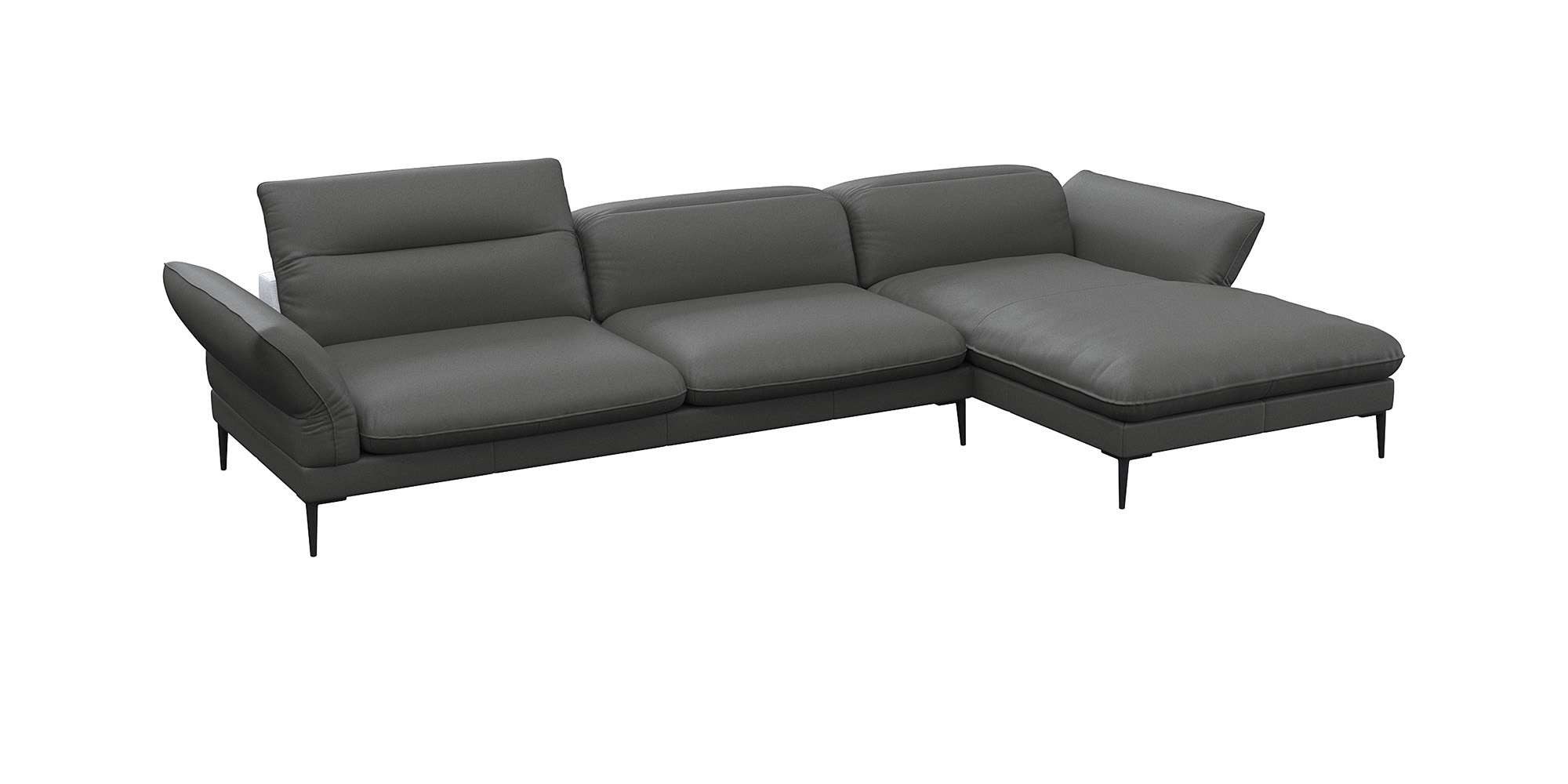 FLEXLUX Ecksofa Salino, Funktionssofa mit Recamiere, Relaxsofa, Ecksofa, Sofa mit Arm- und Kopfteil-Verstellungen, Kaltschaum & Stahl-Wellen