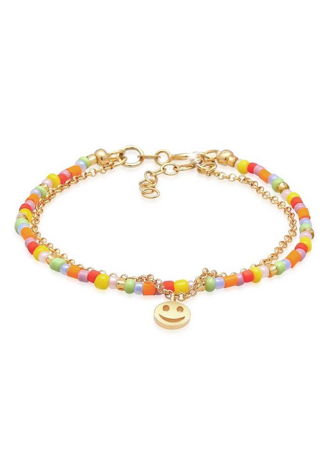 Elli Armband Kids Layer Smiling Beads Bunt 925 Silber vergoldet