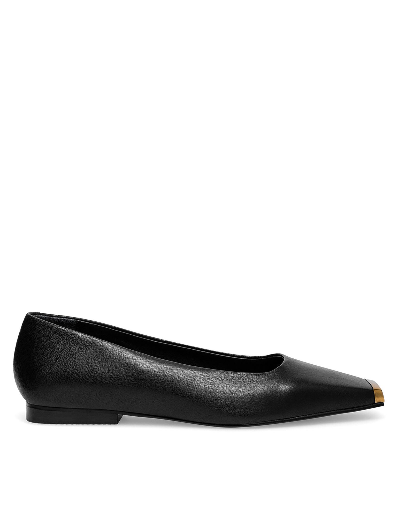 GINO ROSSI Gino Rossi ENNA‑01 Damen-Lederballerinas mit eckiger Spitze Schwarz Ballerina Eckige Spitze, goldene Verzierung, leicht