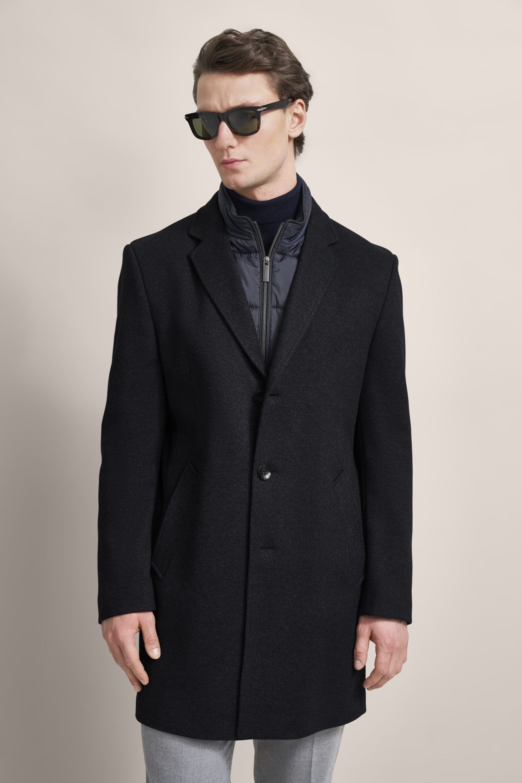 bugatti Allwetterjacke HERRENMANTEL WOLLE marine