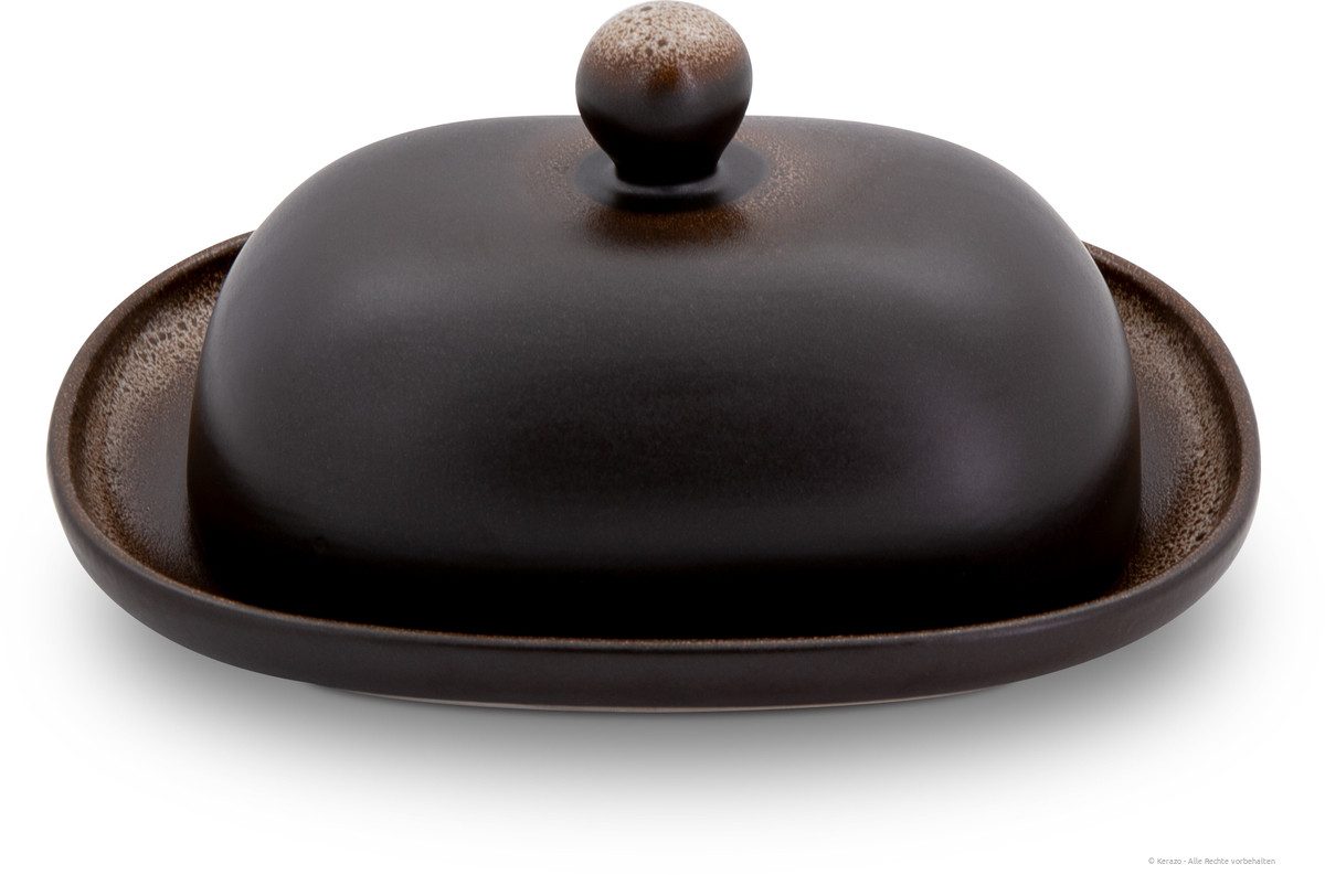 Bunzlauer Keramik Butterdose Bunzlauer Keramik Butterdose oval für 250g (1 Stück Butter) Dek ZACIEK, Keramik